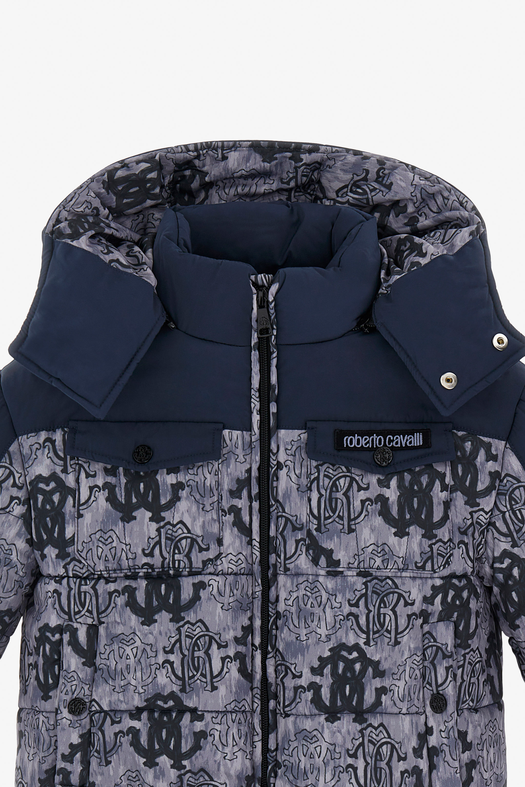Roberto Cavalli Rc Logo Jacket In Grey/blue