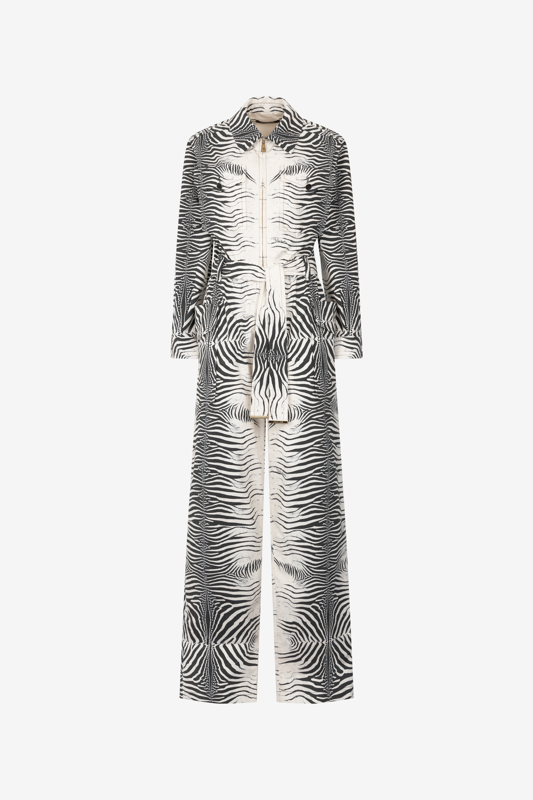 Roberto Cavalli Zebra-print Jumpsuit In Black/white