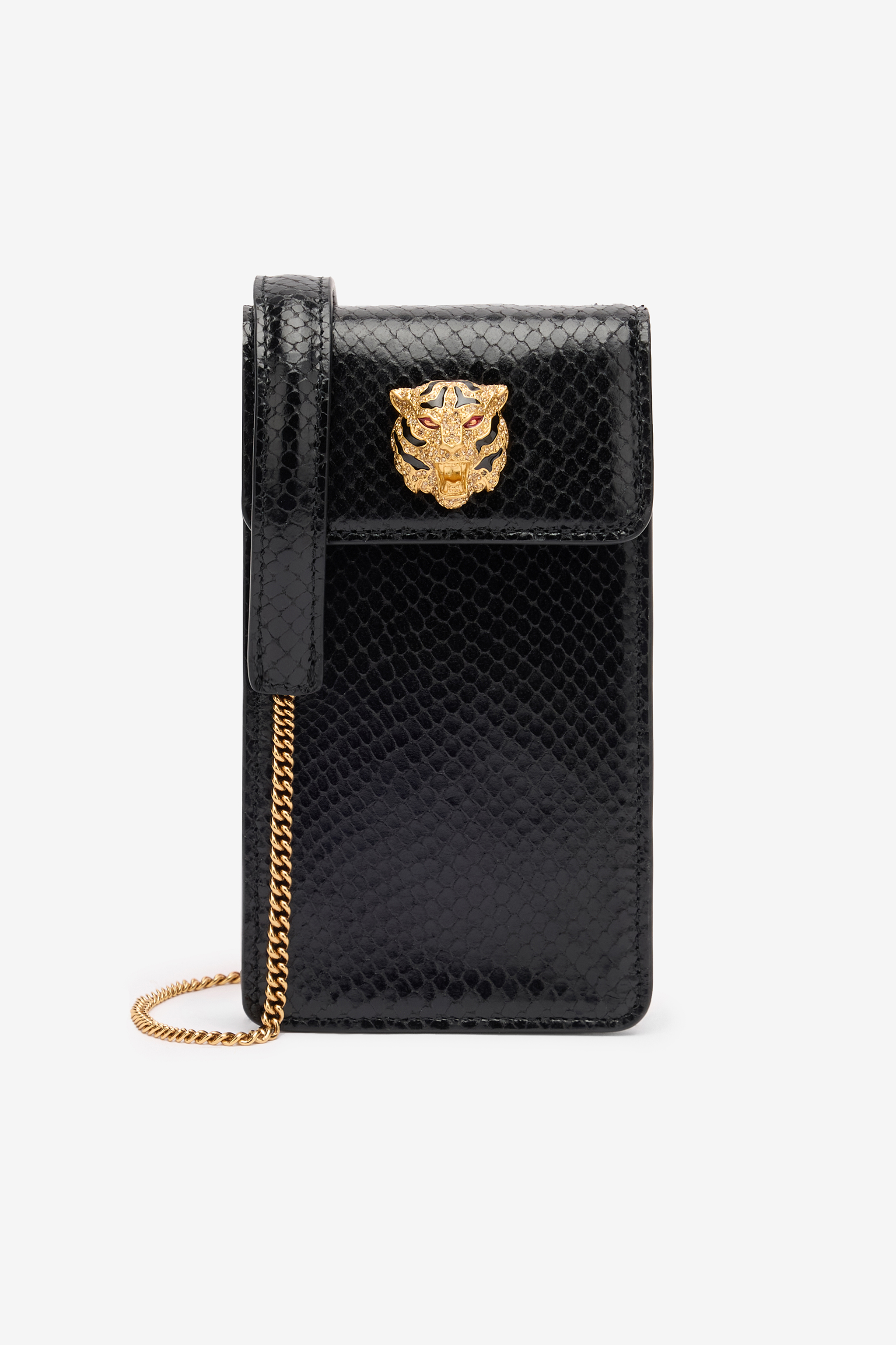 Roberto Cavalli Women's Black Roar Phone Case With Tiger Head - Mini Bags