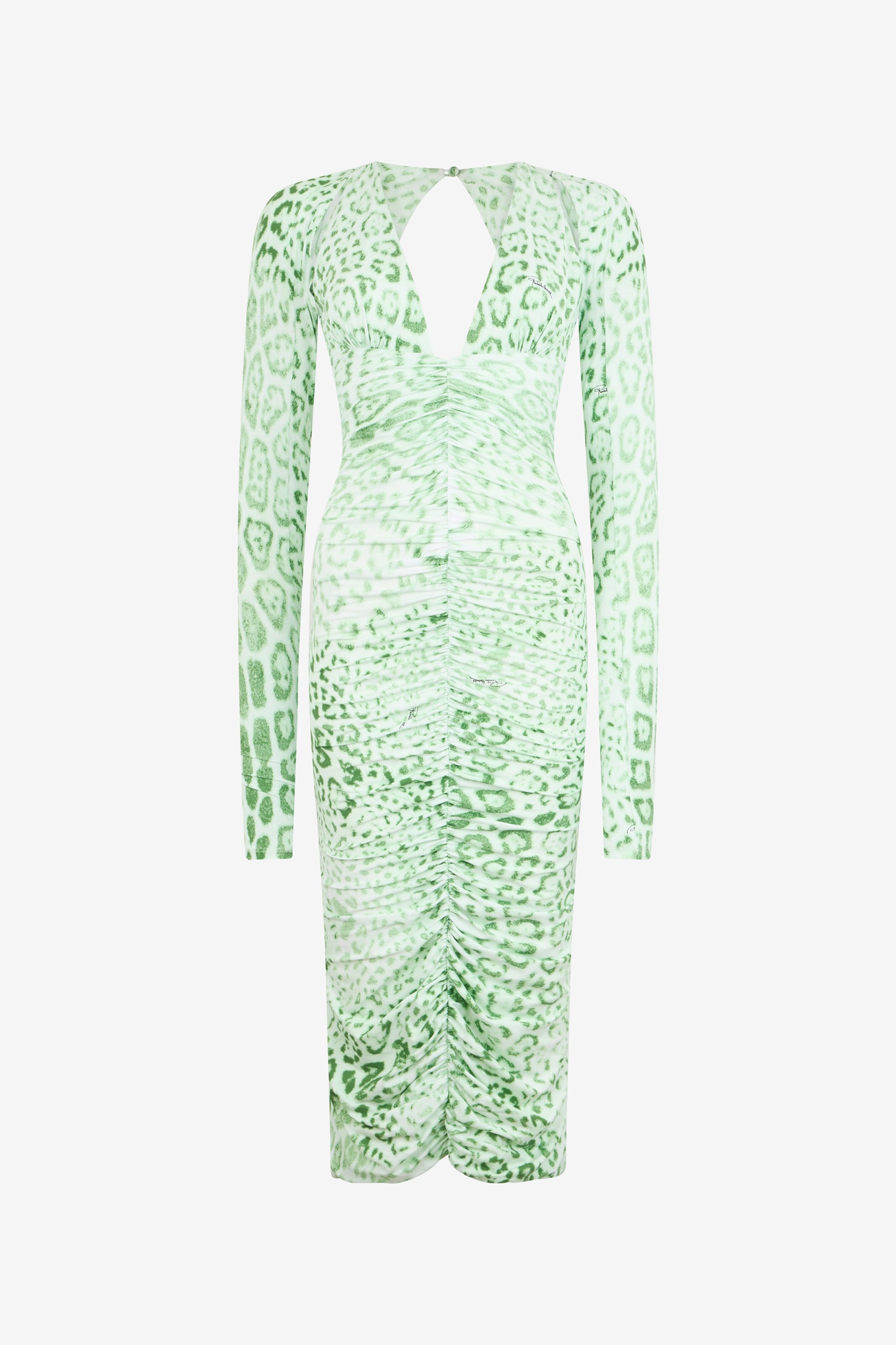 Roberto Cavalli Jaguar Mint Print Midi Dress