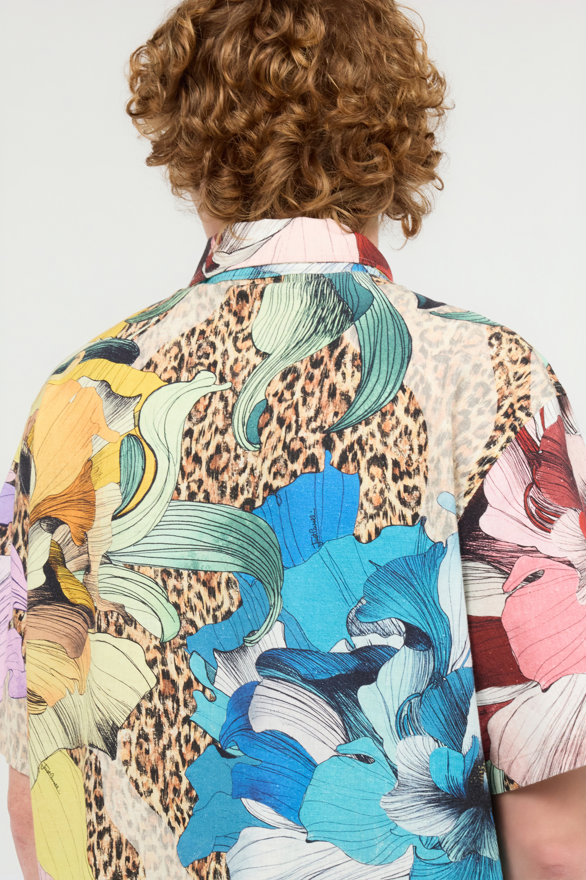 Shirt With Floral And Jaguar Skin Print
