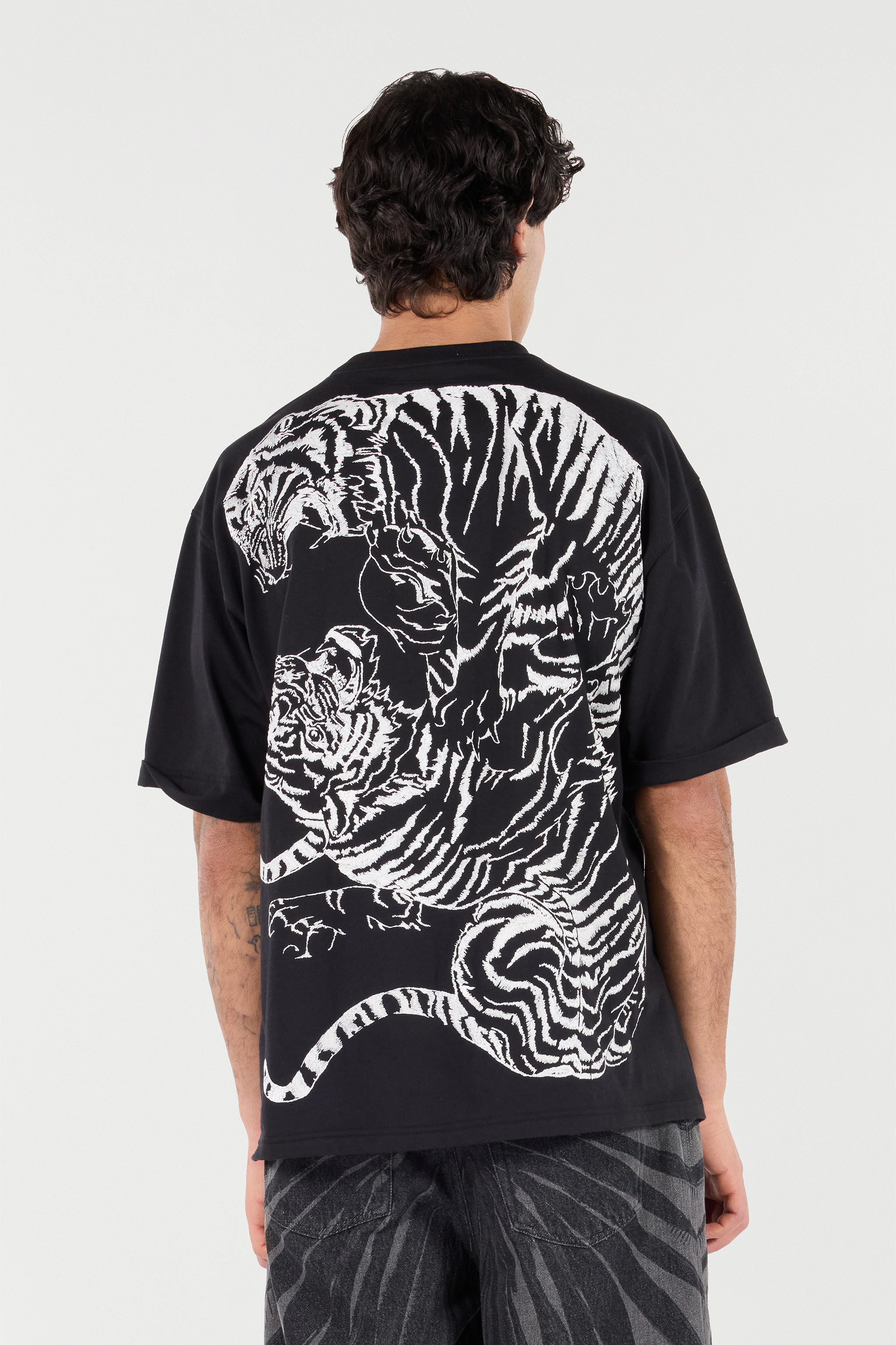 Cotton T-Shirt With Tigers And Logo