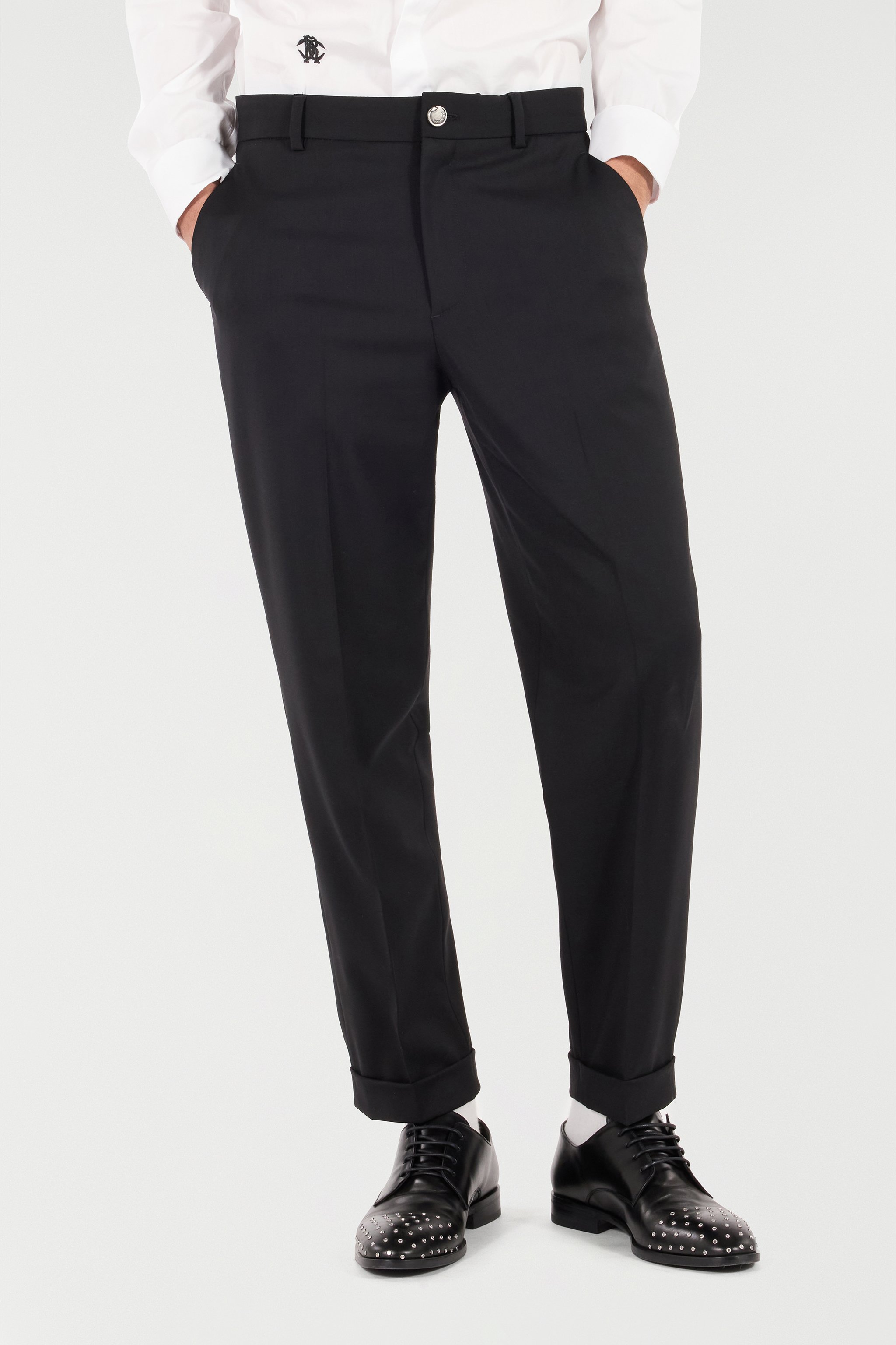 Roberto Cavalli Stretch Wool Pants In Black