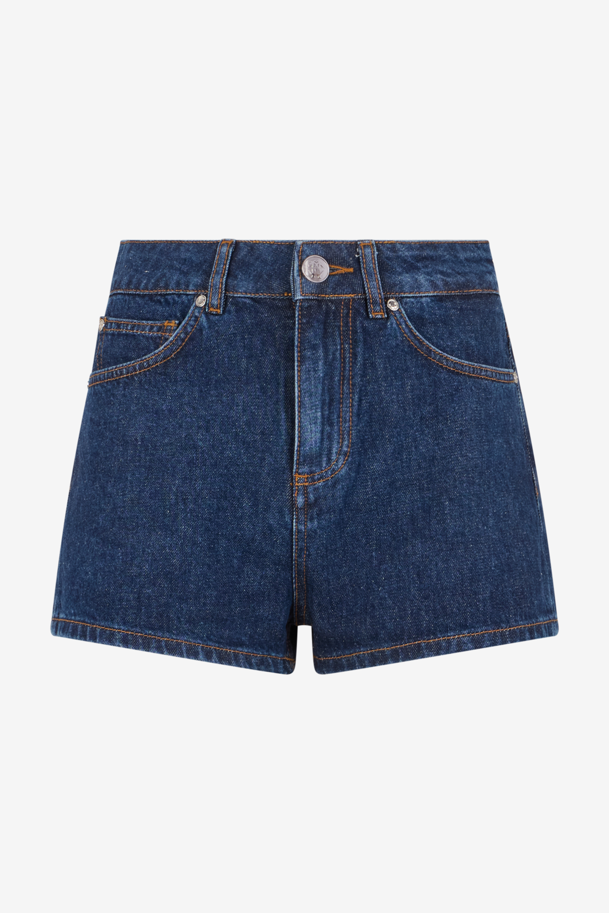 Roberto Cavalli Women's Blue Jeans Shorts With Crystal Monogram Rc - Ready To Wear