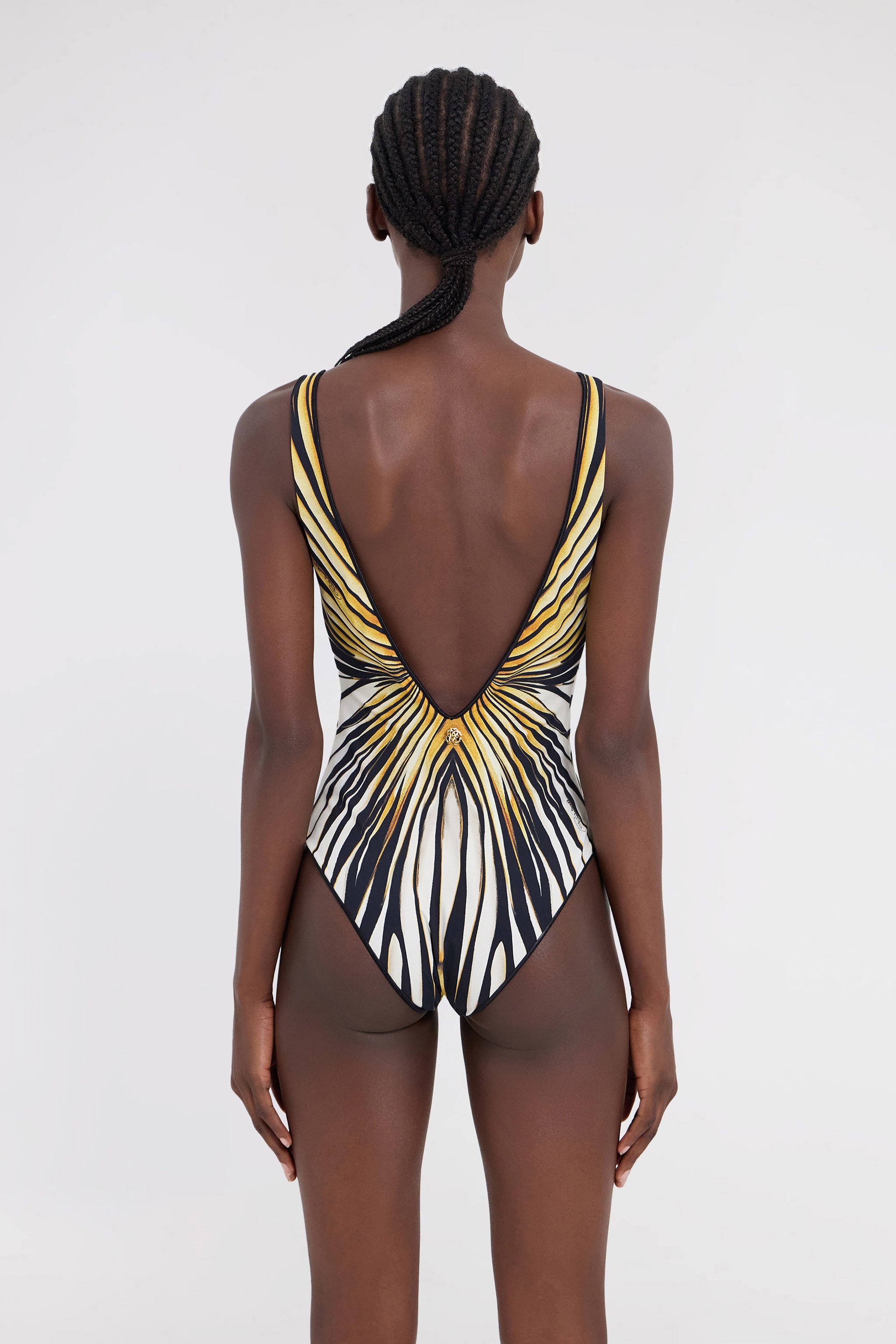 Shop Roberto Cavalli Einteiliger Badeanzug Mit Ray Of Gold Print