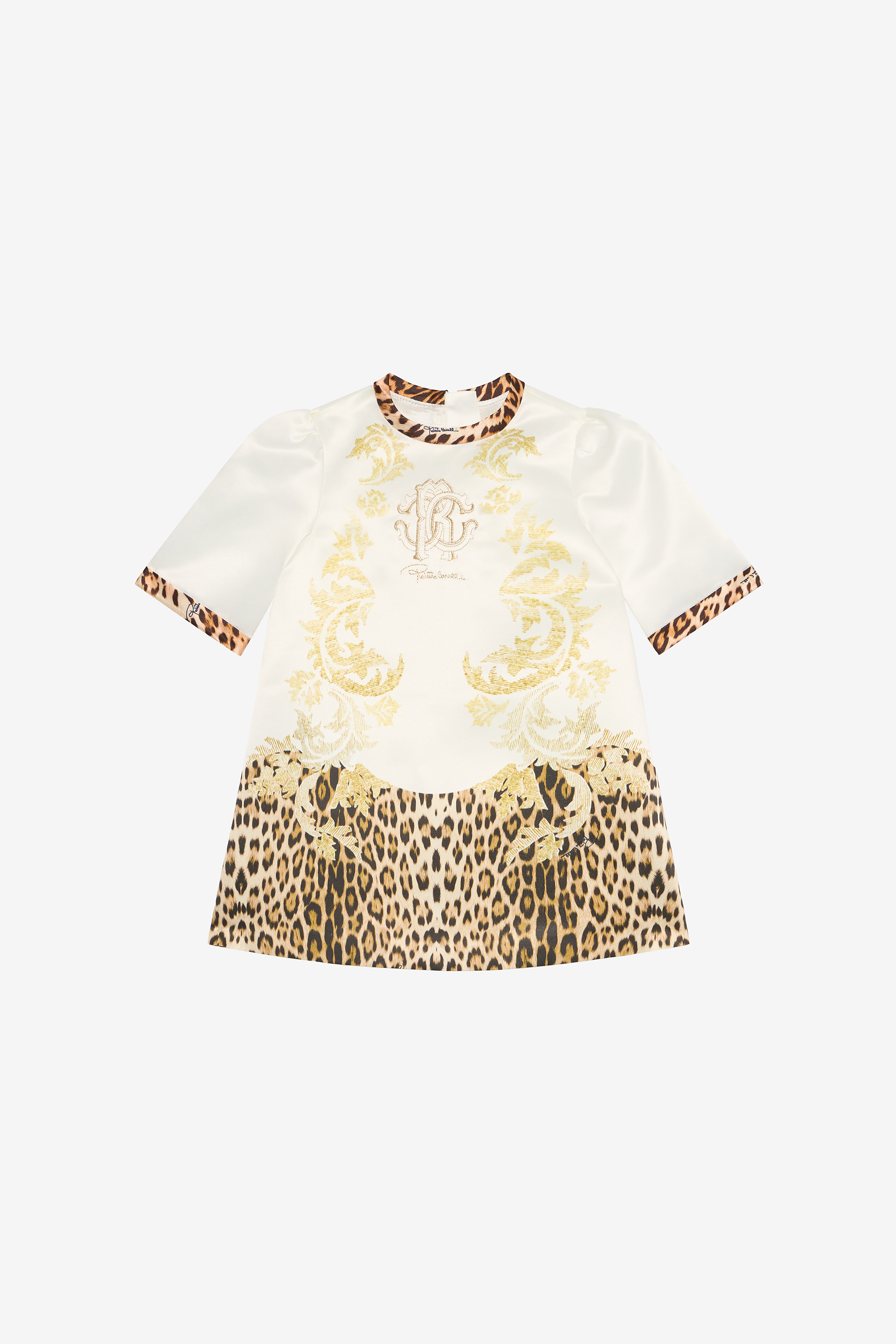 Roberto Cavalli Milk White Dress With Jaguar Skin Inserts In Neutral