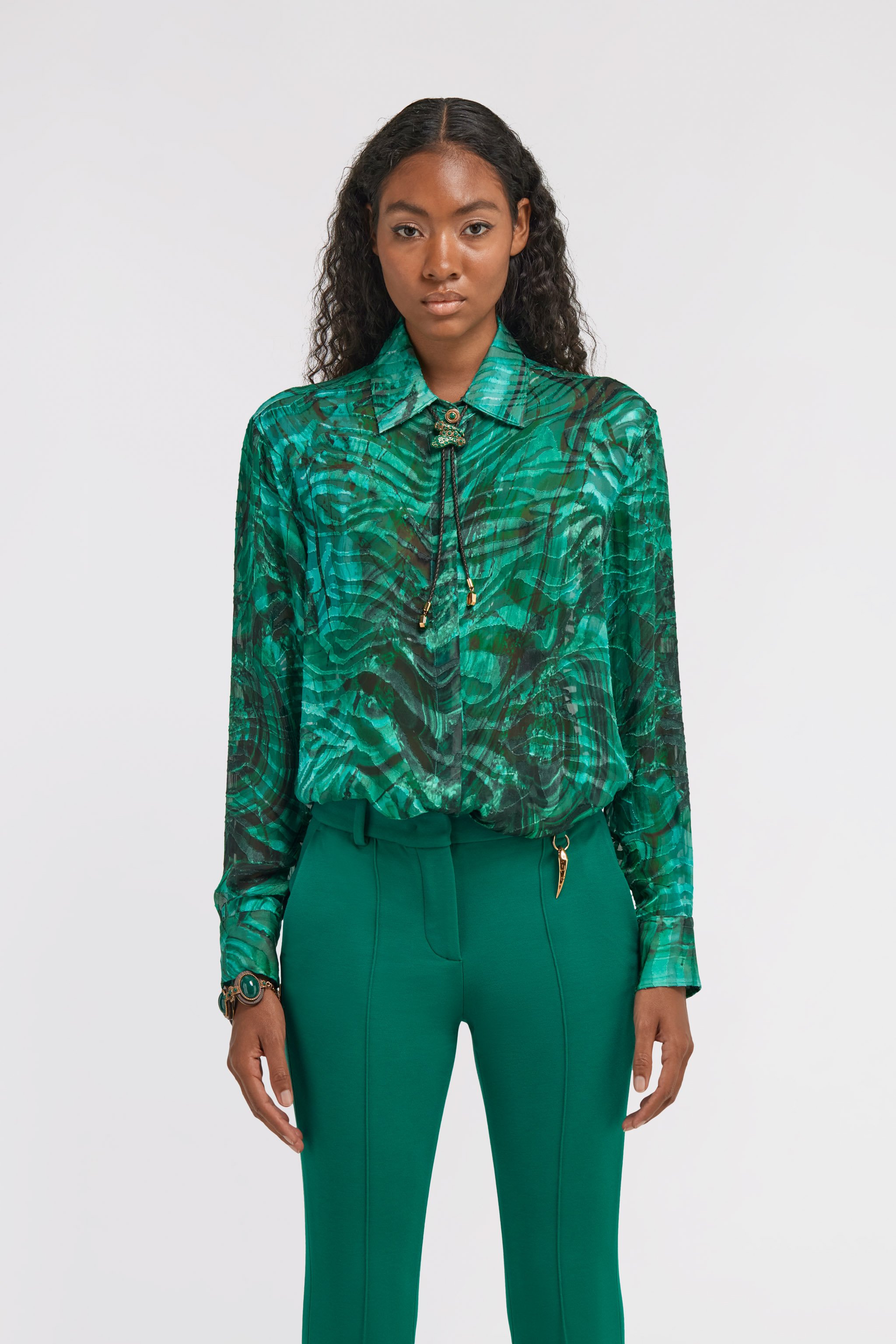 Roberto Cavalli Bluse Mit Malachite-print In Green