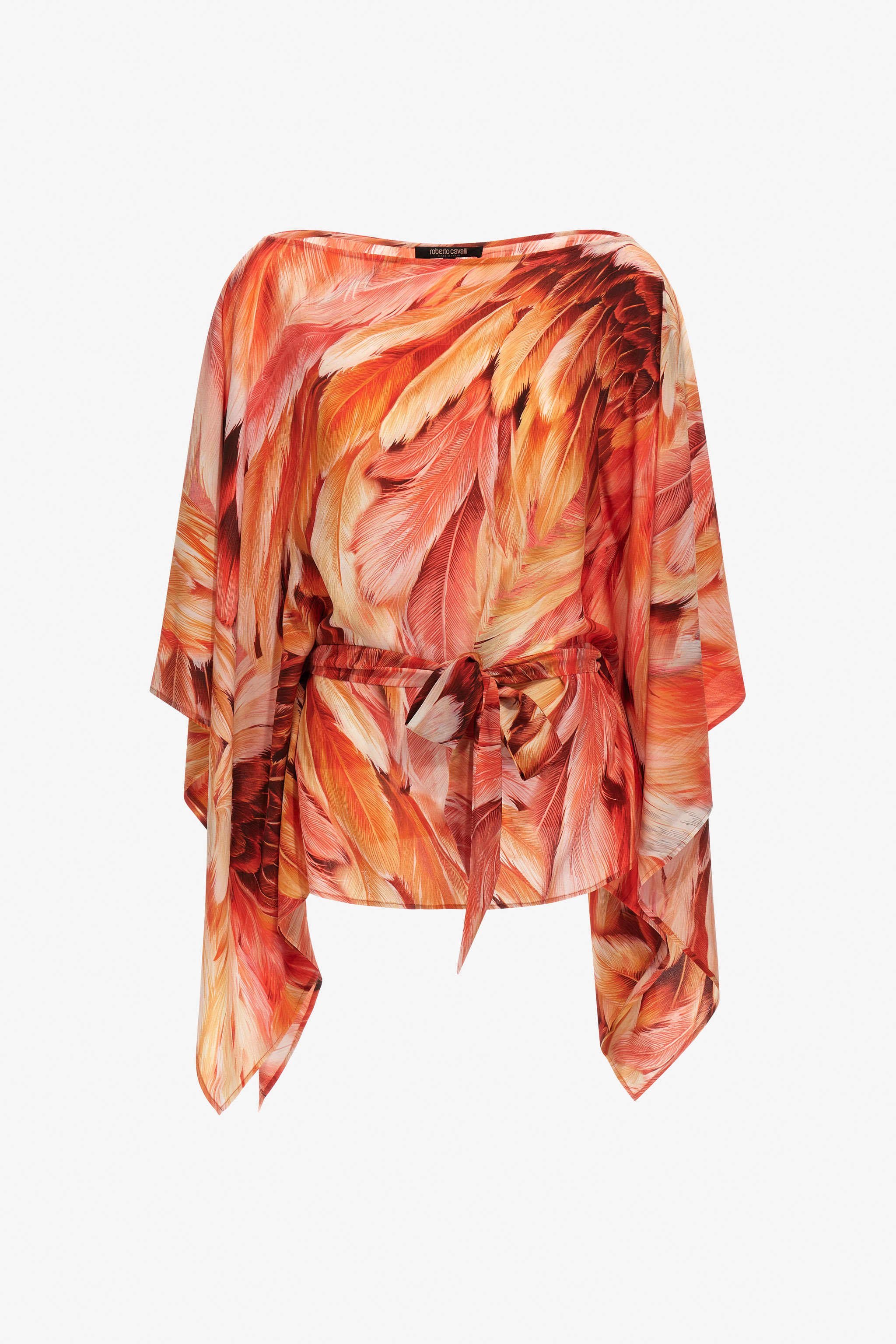 ROBERTO CAVALLI PLUMAGE PRINT SHORT KAFTAN