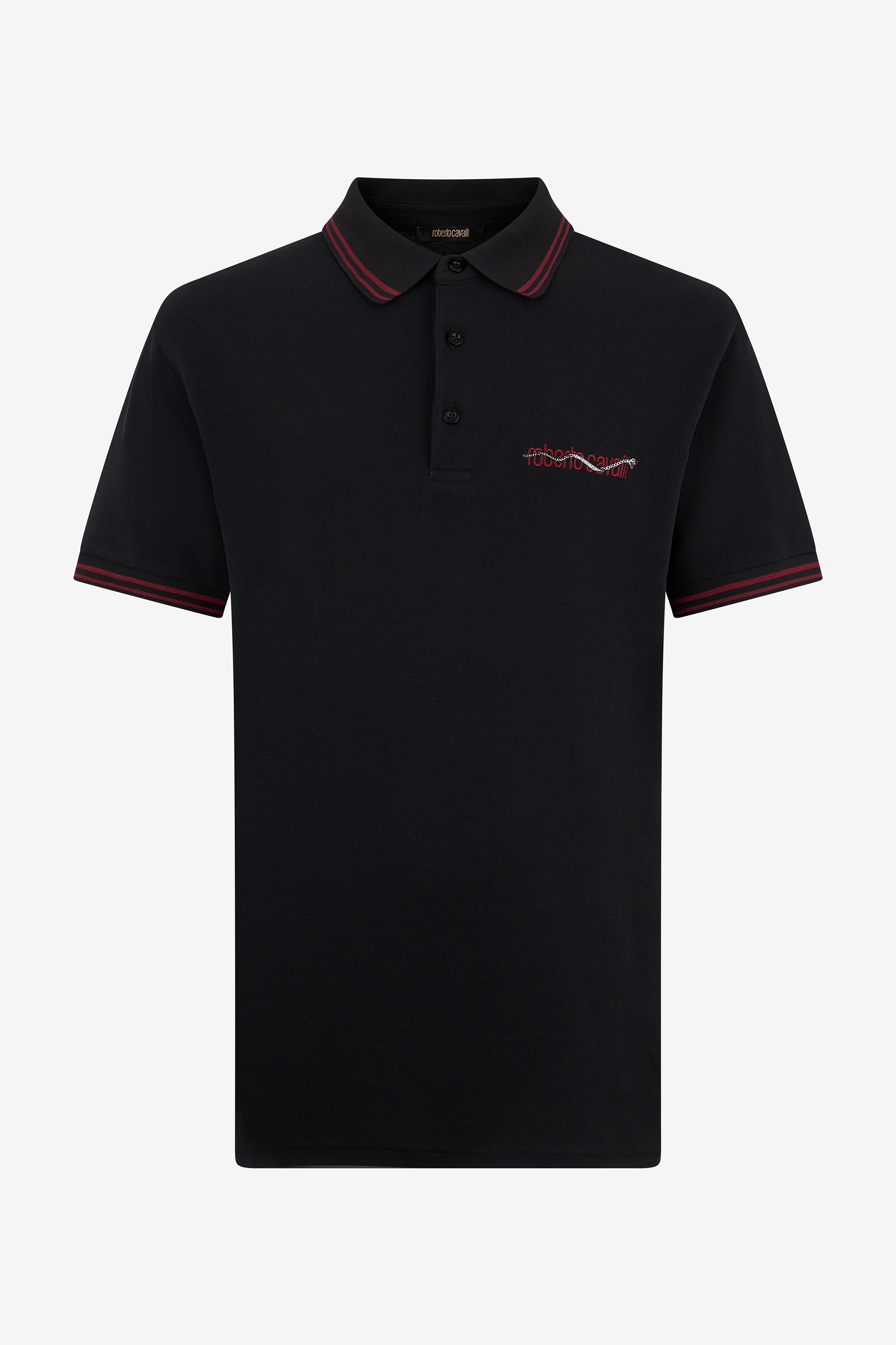 Black Polo With Striped Trim