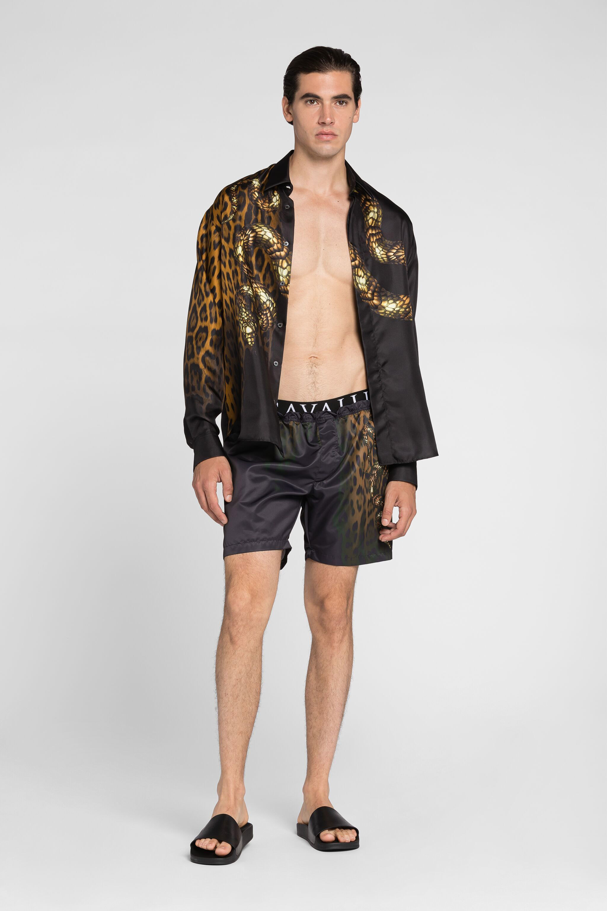 Leopard-print swim shorts