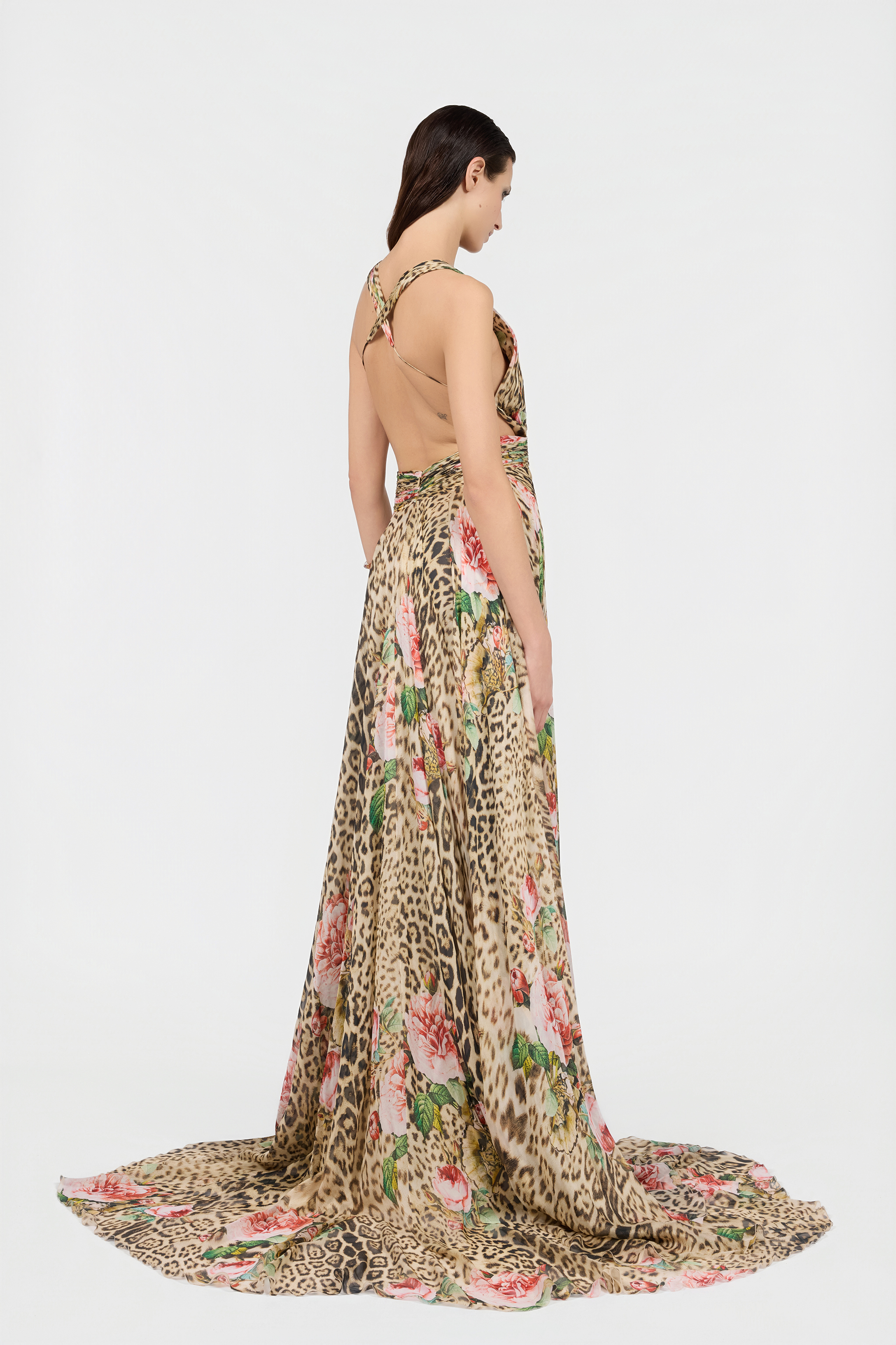 Roberto Cavalli Jaguar Roses Print Silk Dress | Thumbnail 3 Roberto Cavalli Jaguar Roses Print Silk Dress | Thumbnail 3