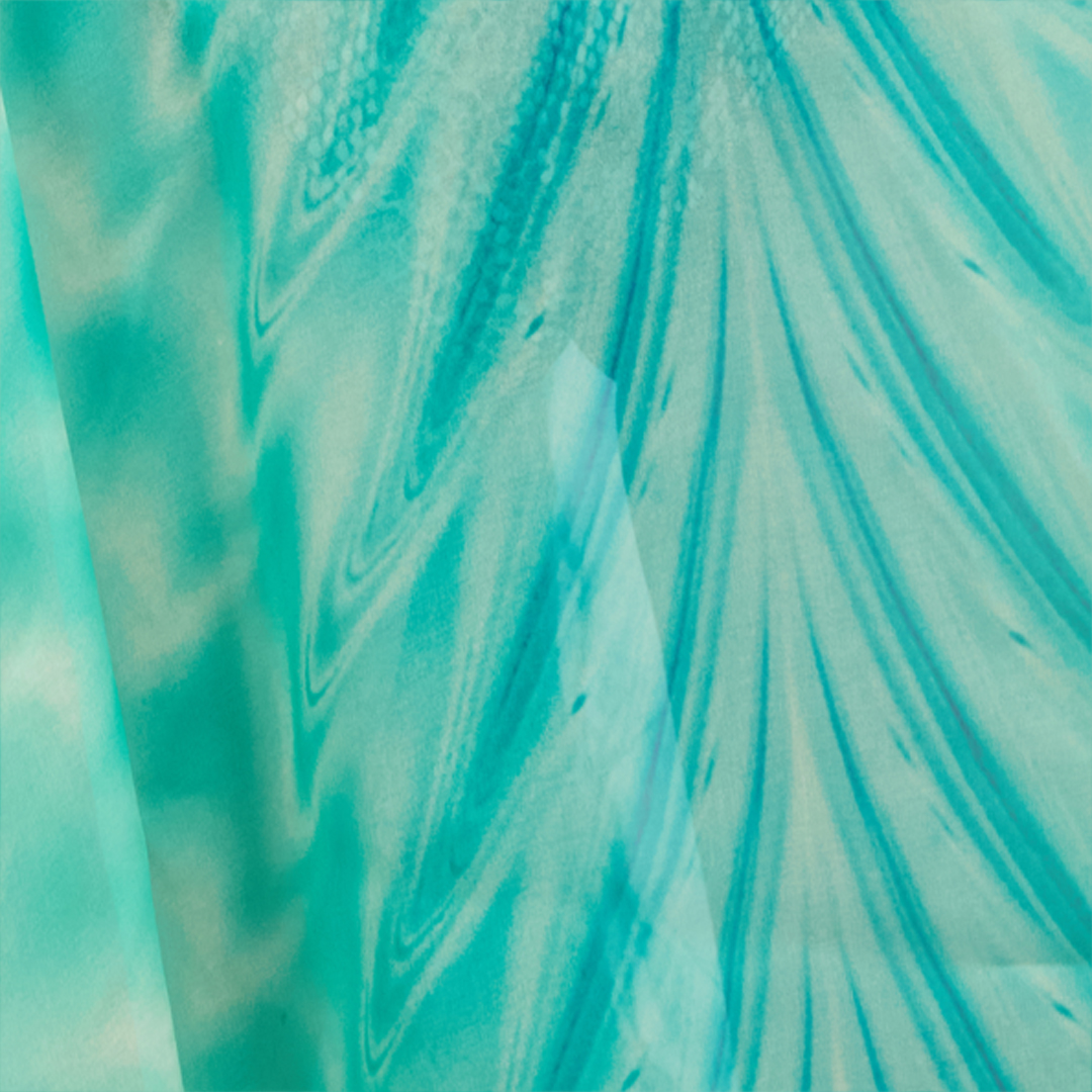 Roberto Cavalli Long Kaftan With Optical Glass Print In Light Green