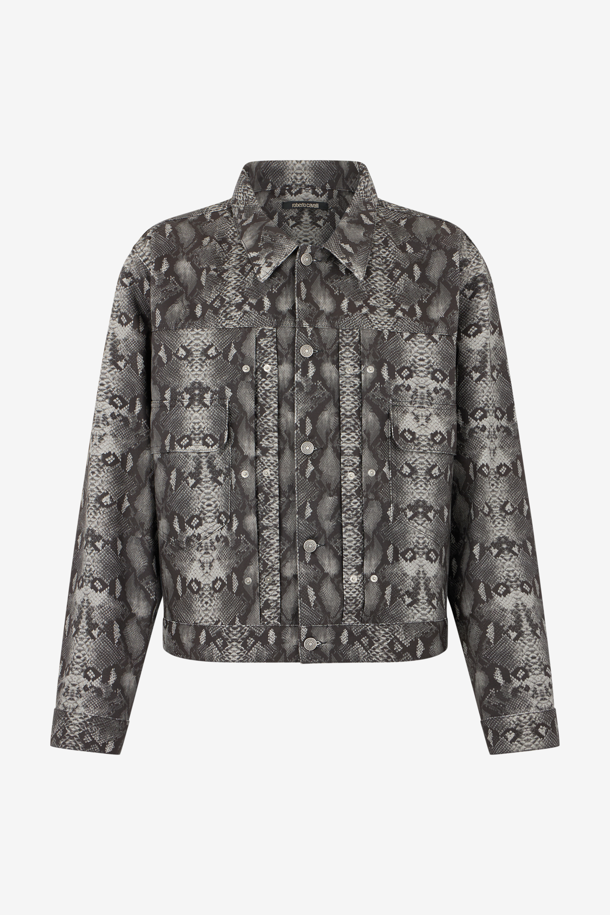 Roberto Cavalli Python Print Denim Jacket