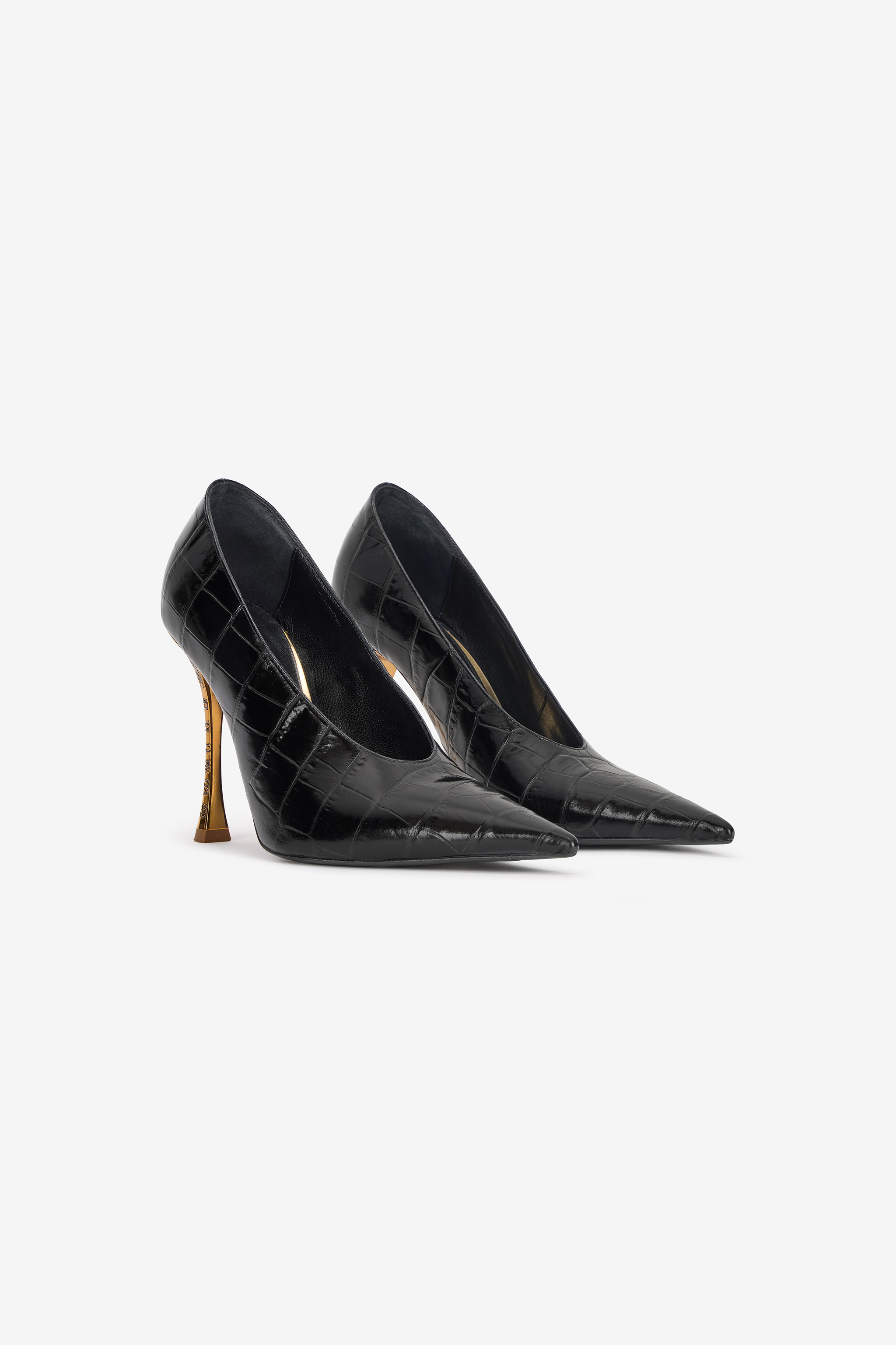 Roberto Cavalli Women's Black Crocodile Scale-Effect Pumps - Shoes