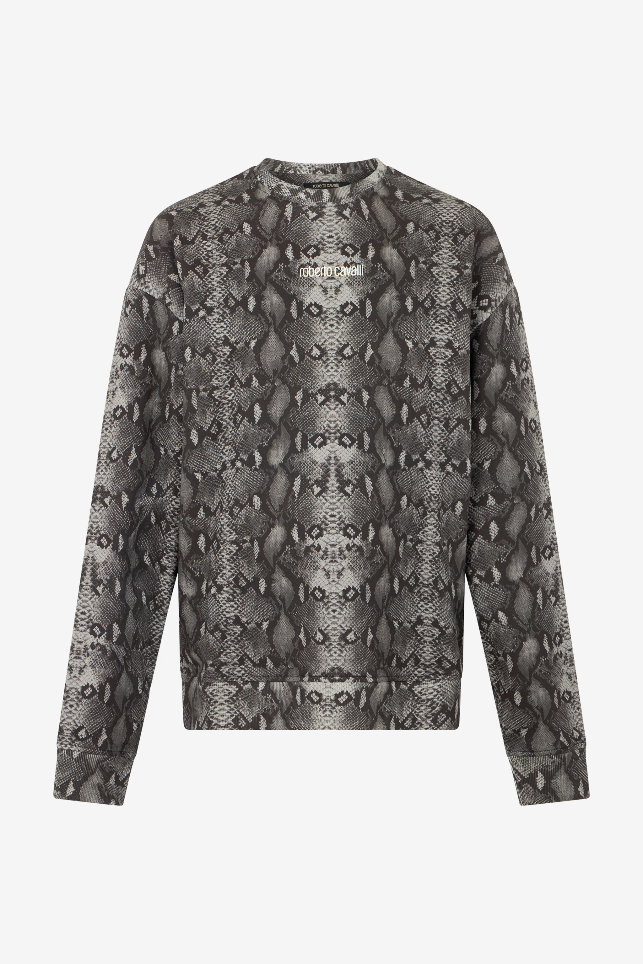 Python Print Sweatshirt in PYTHON DARK GREY for Men | Roberto Cavalli®