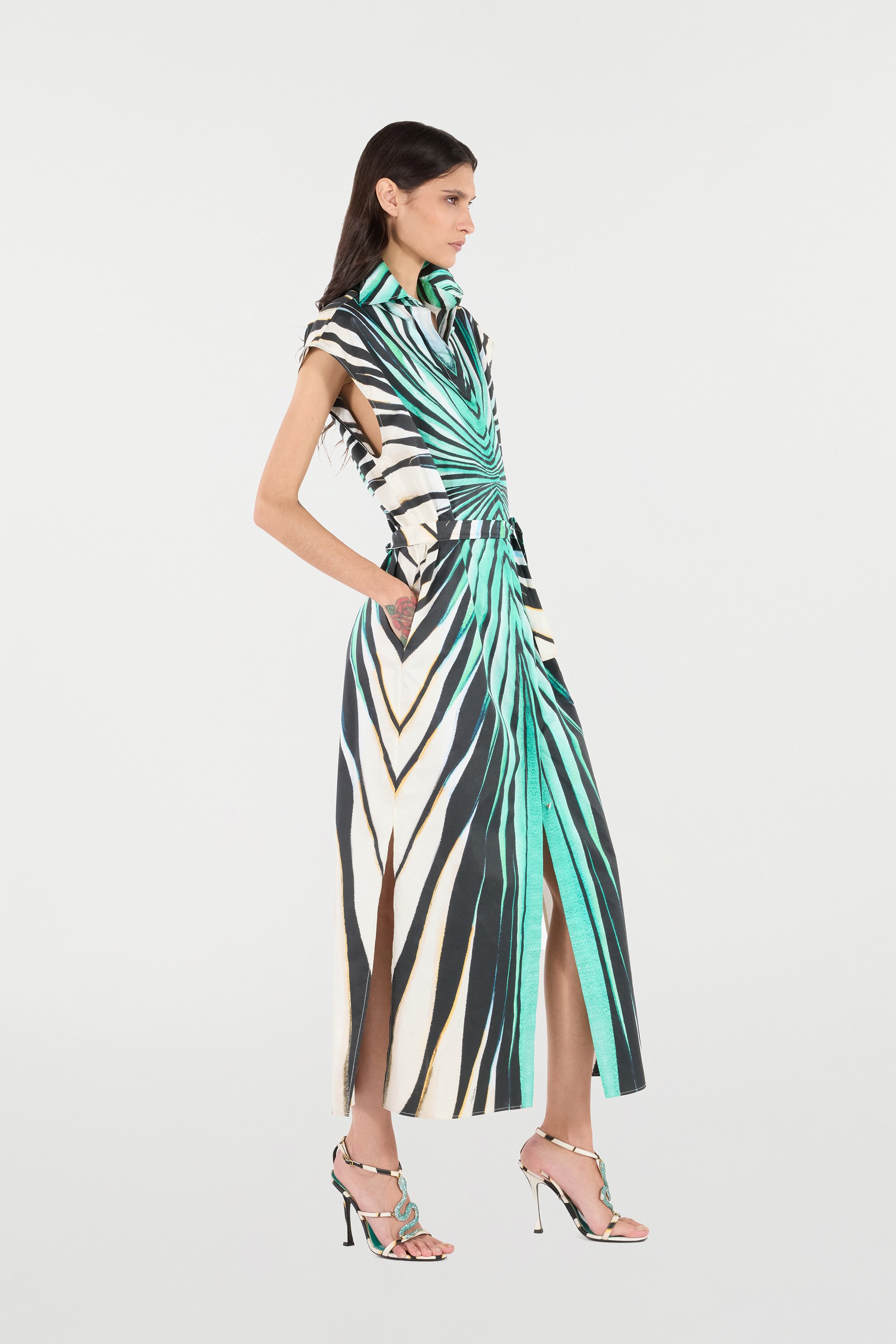 ROBERTO CAVALLI MIDIKLEID MIT RAY OF SEA PRINT