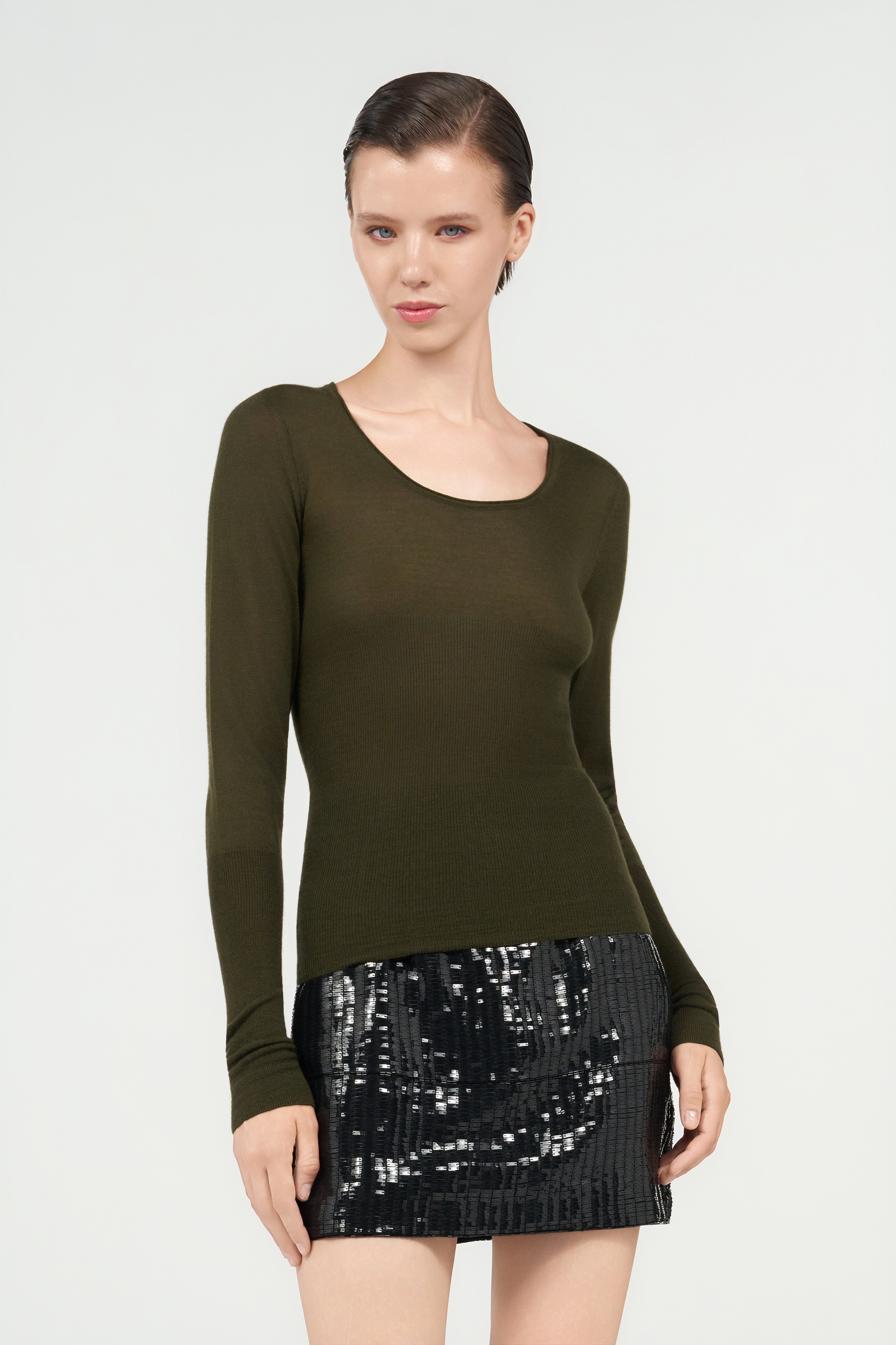 Green Long Sleeve Knit Top