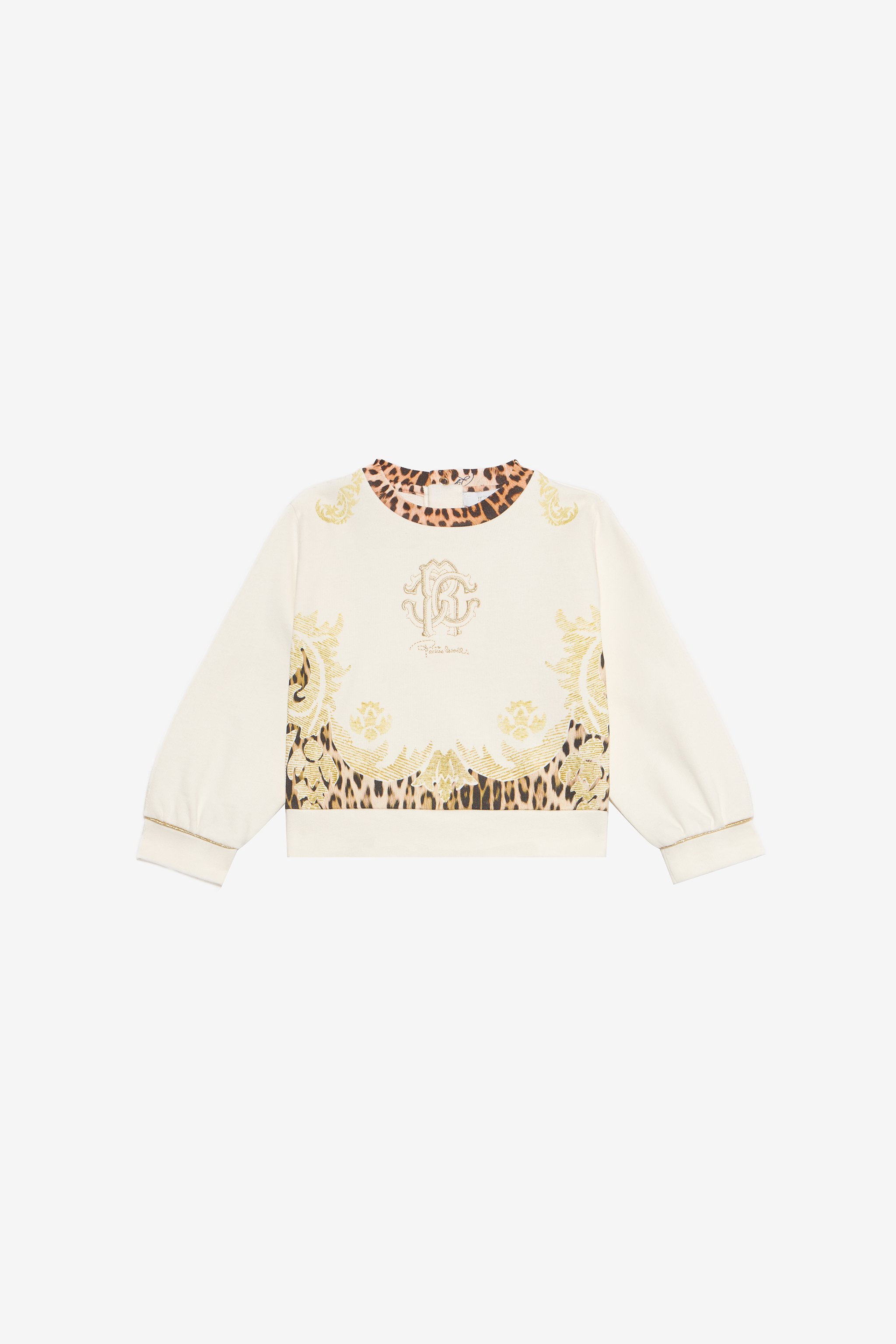 Milk White Sweatshirt with Jaguar Skin Print