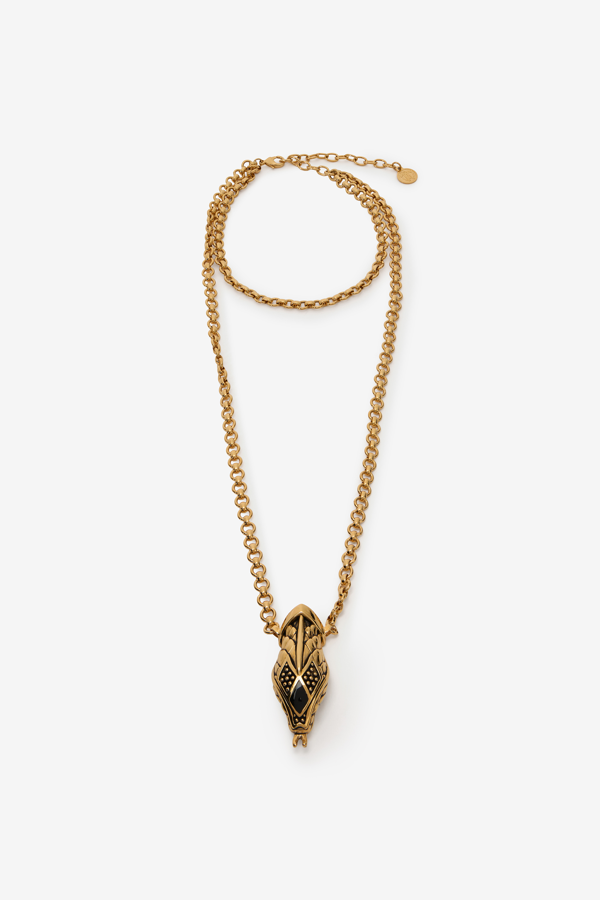 Roberto Cavalli Women's Gold/Black Antiqued And Necklace With Snake Head - Fashion Jewelry Old