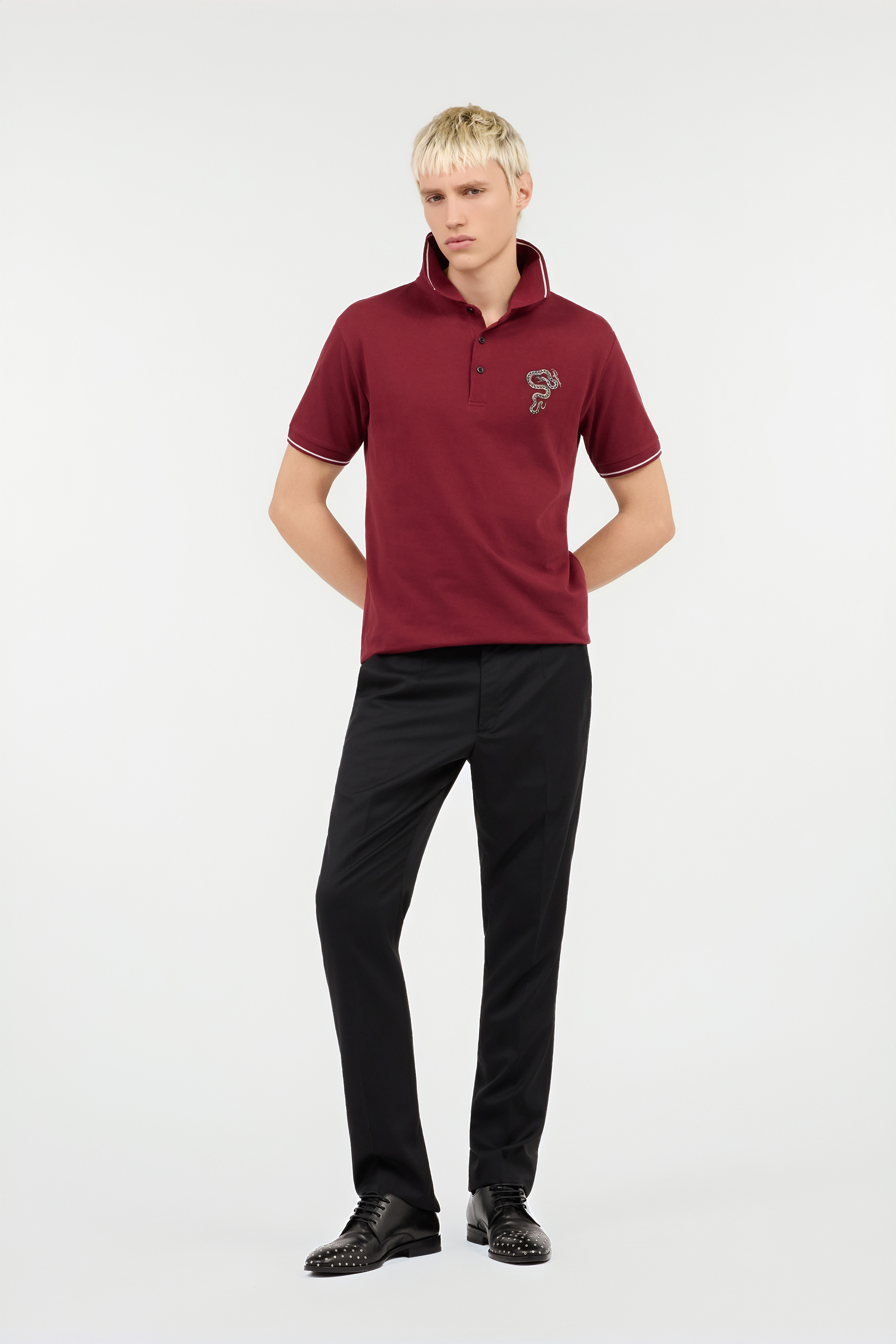 Bordeaux Polo With Snake Embroidery
