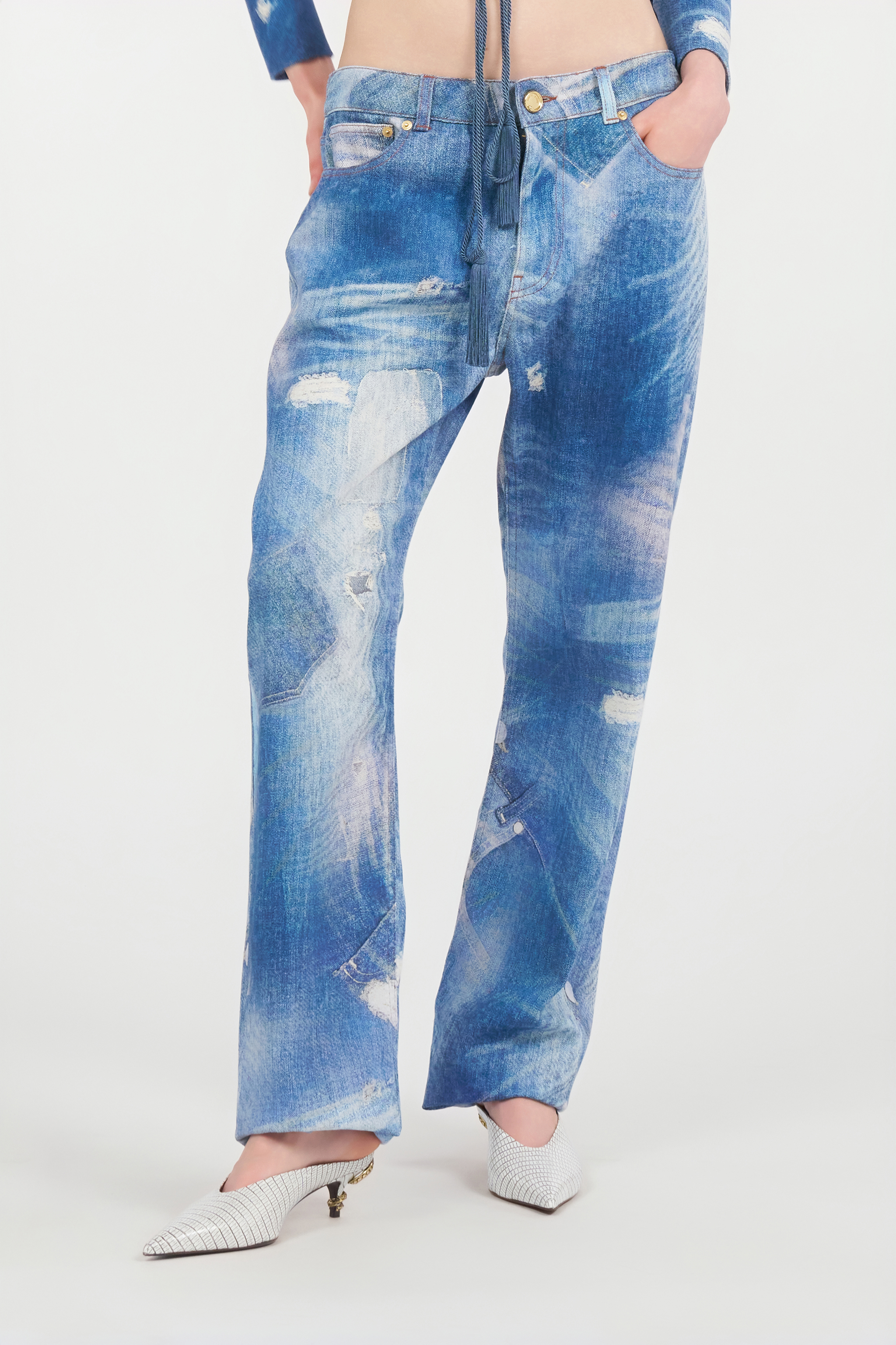 Roberto Cavalli Patchwork Denim Jeans In Blue
