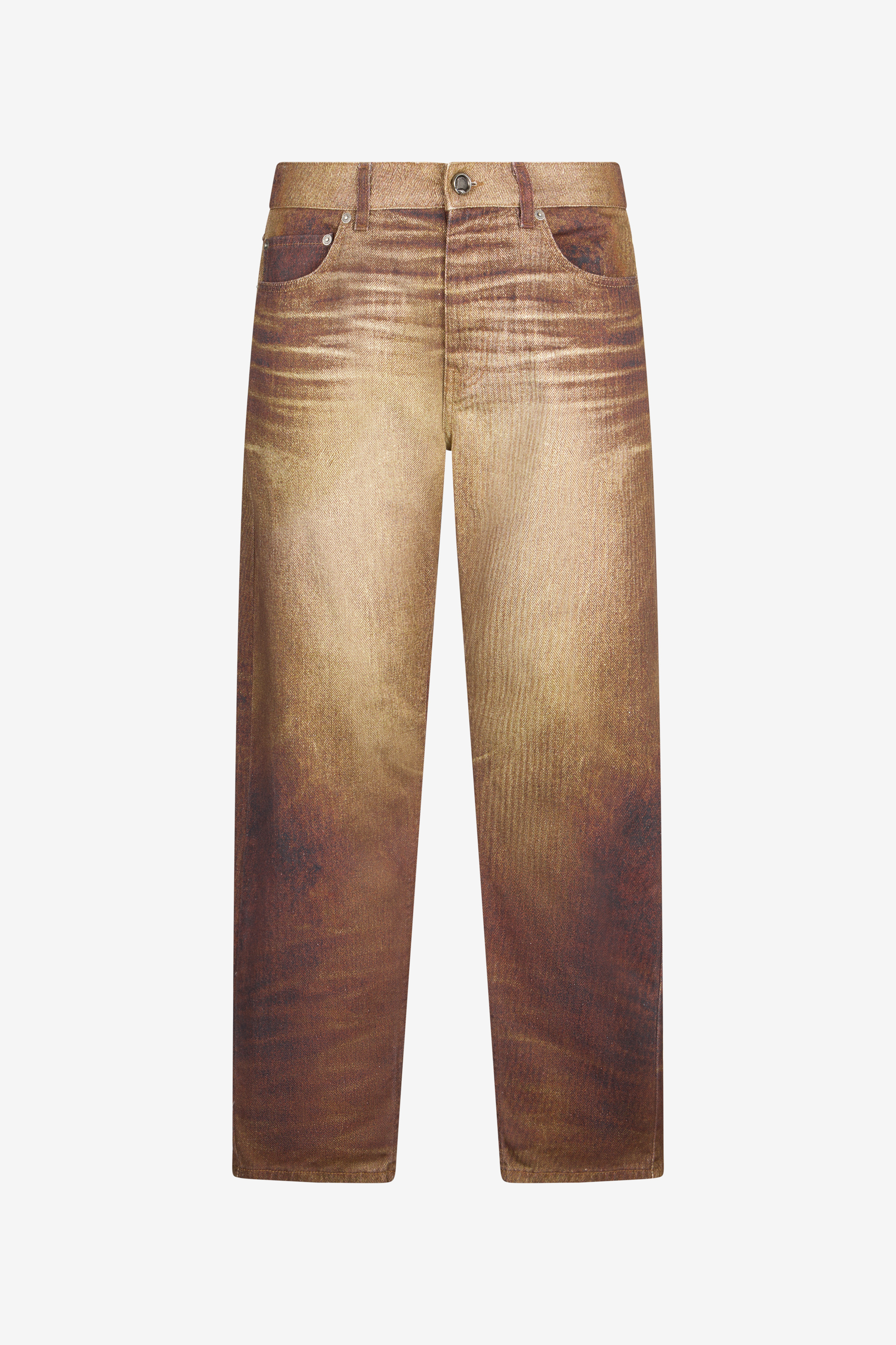 Roberto Cavalli Men's Brown Python Print Jeans - Trousers & Shorts