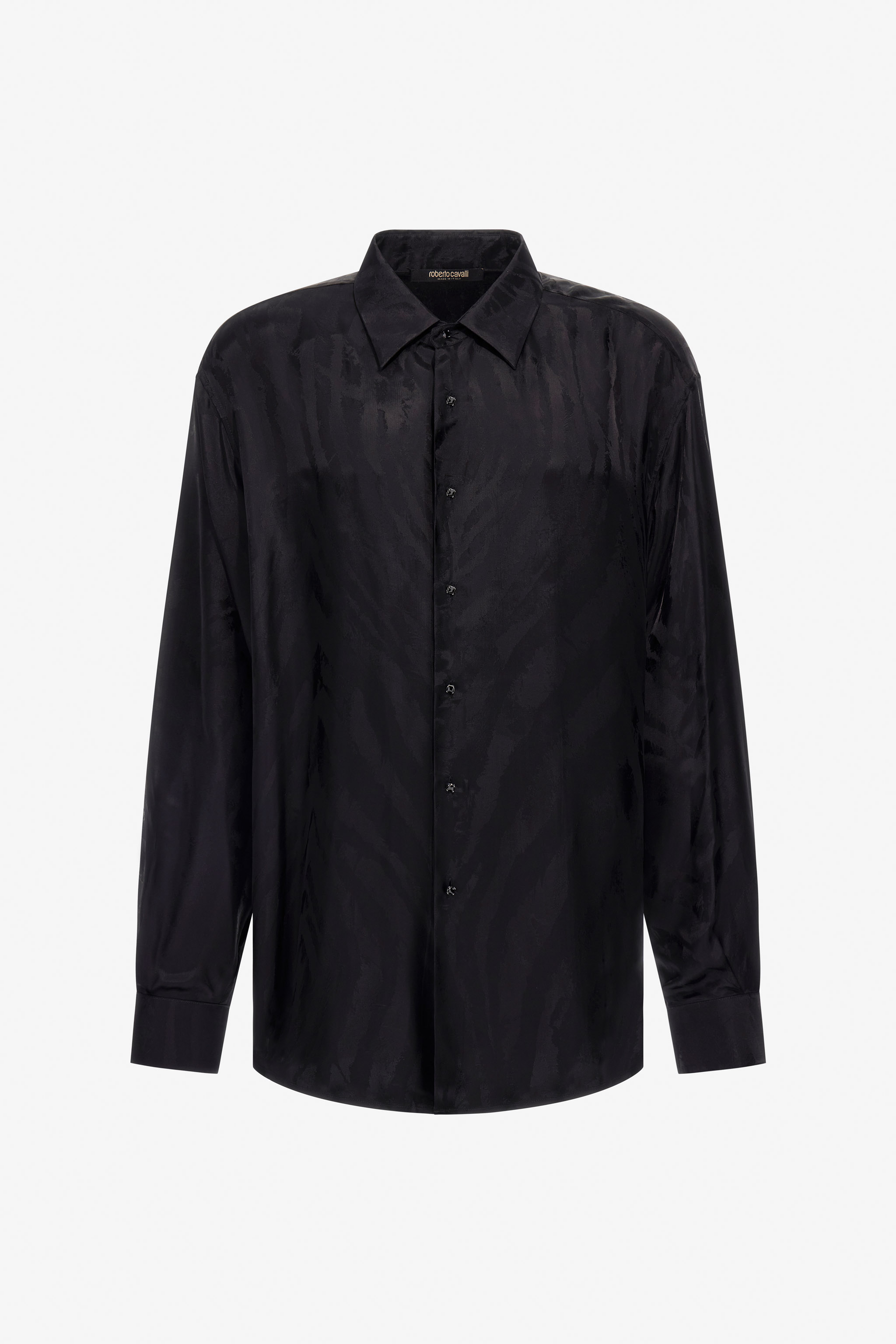 Embroidered Logo Shirt in Black for Men | Roberto Cavalli®