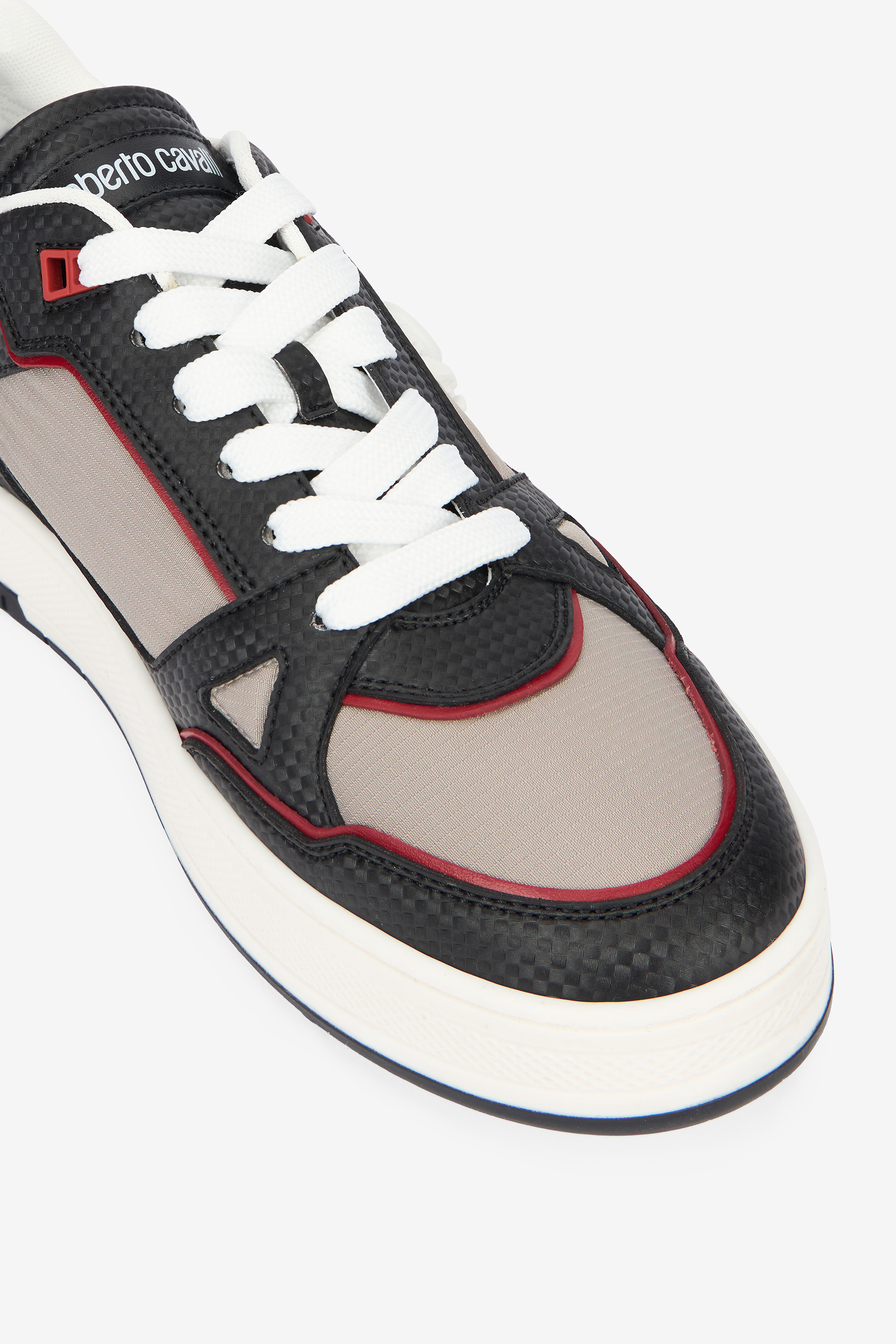 White and Black Sneakers with Mirror Snake Monogram