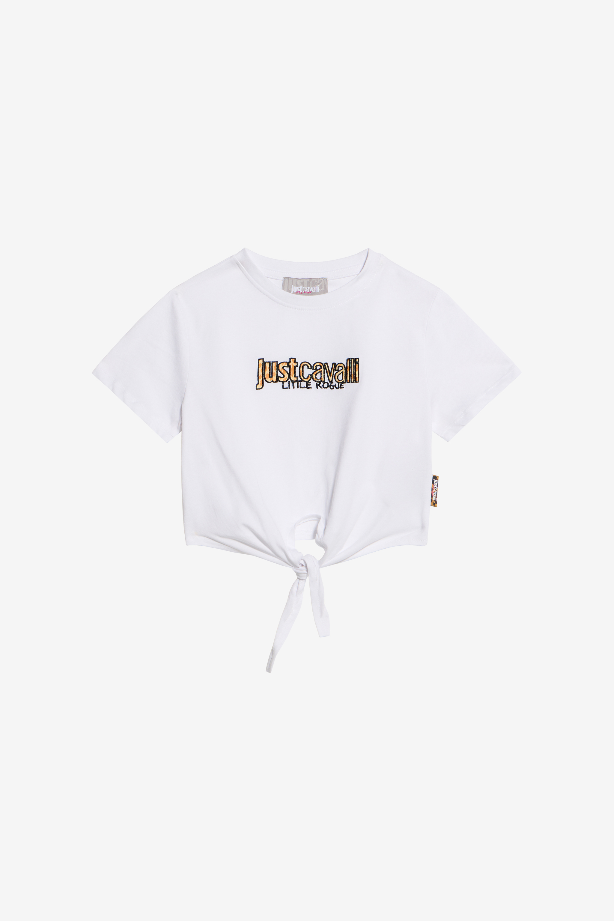 Roberto Cavalli White Crop T-Shirt with Logo | Thumbnail 5