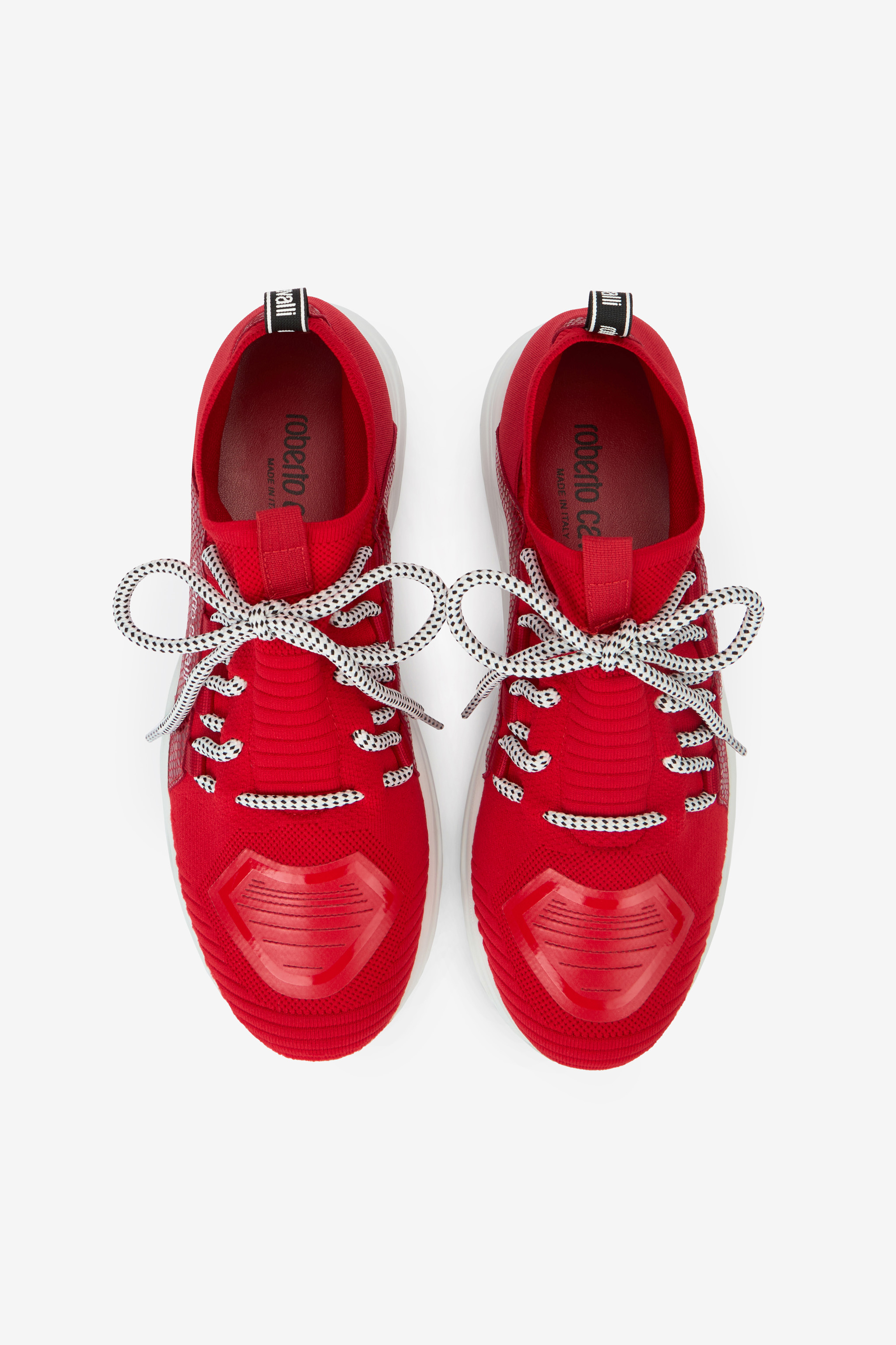 Roberto Cavalli Sneakers With Snake-effect Inserts In Red
