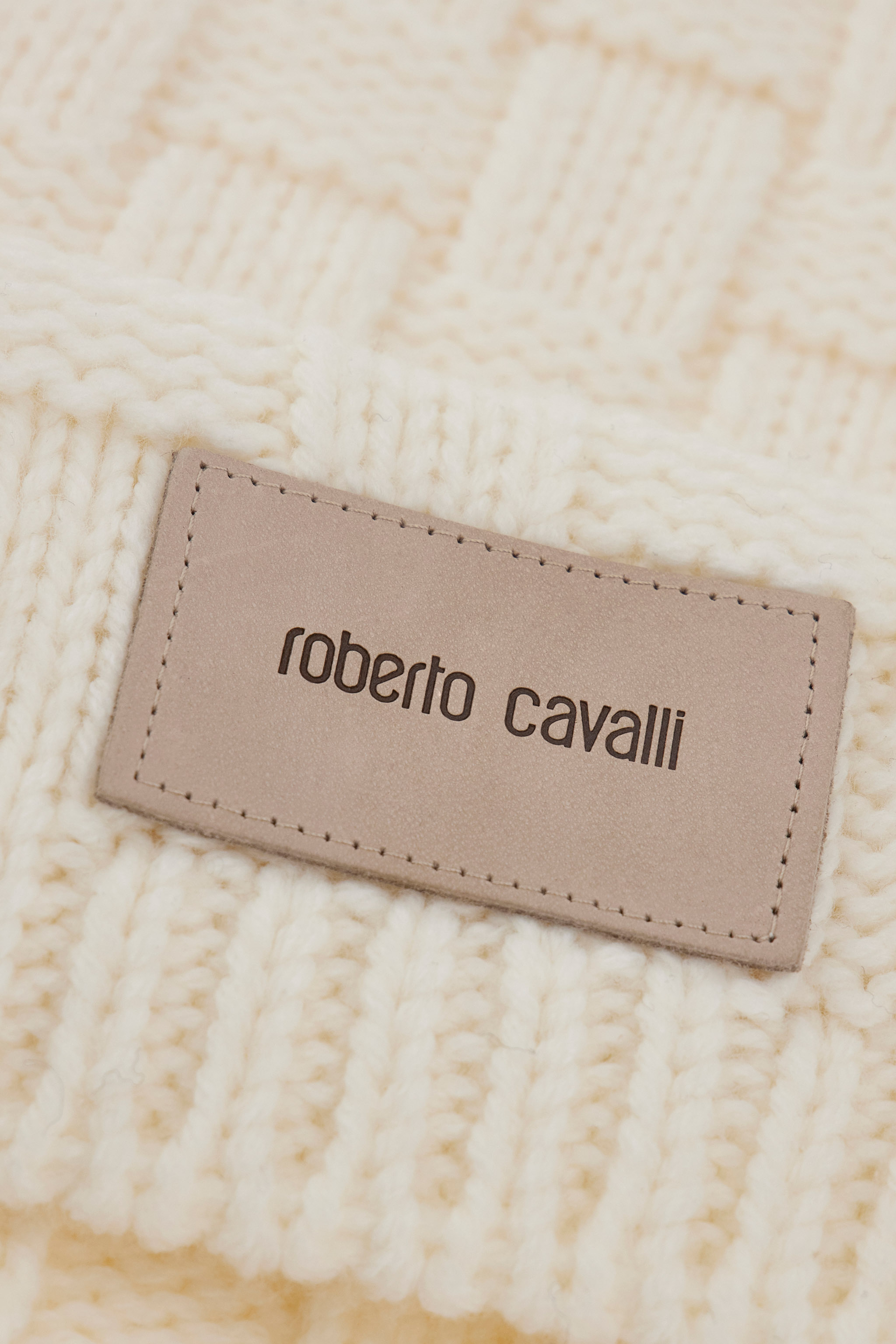 Roberto Cavalli Alpaca Blend Scarf With Branded Tag In White