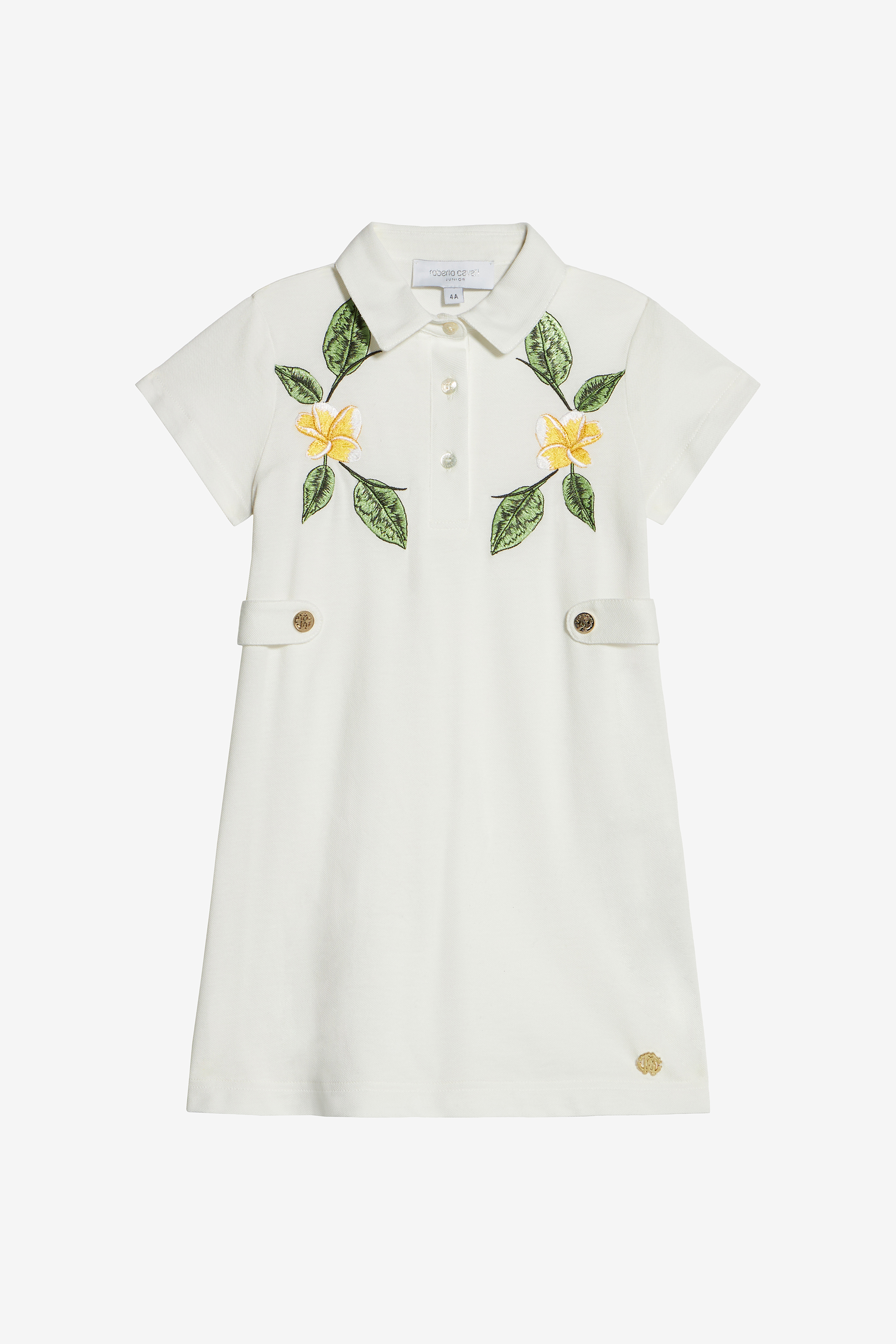 Roberto Cavalli Floral Embroidered Cotton Dress - Female - Dresses - White - 10 Y | 140 Cm - Kids - Image 2
