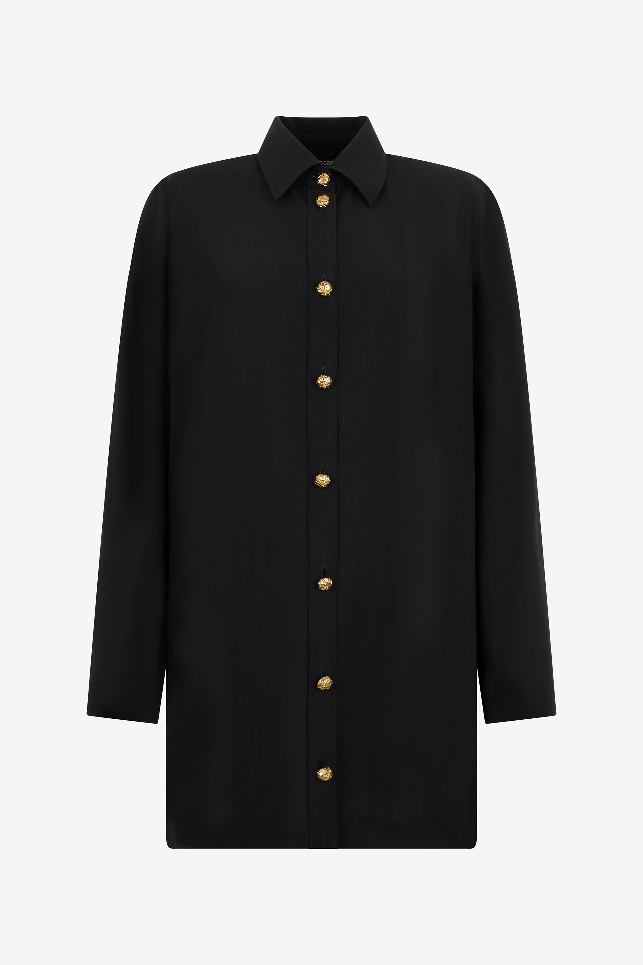 Roberto Cavalli Women's Black Long Wool-Blend Shirt - Tops