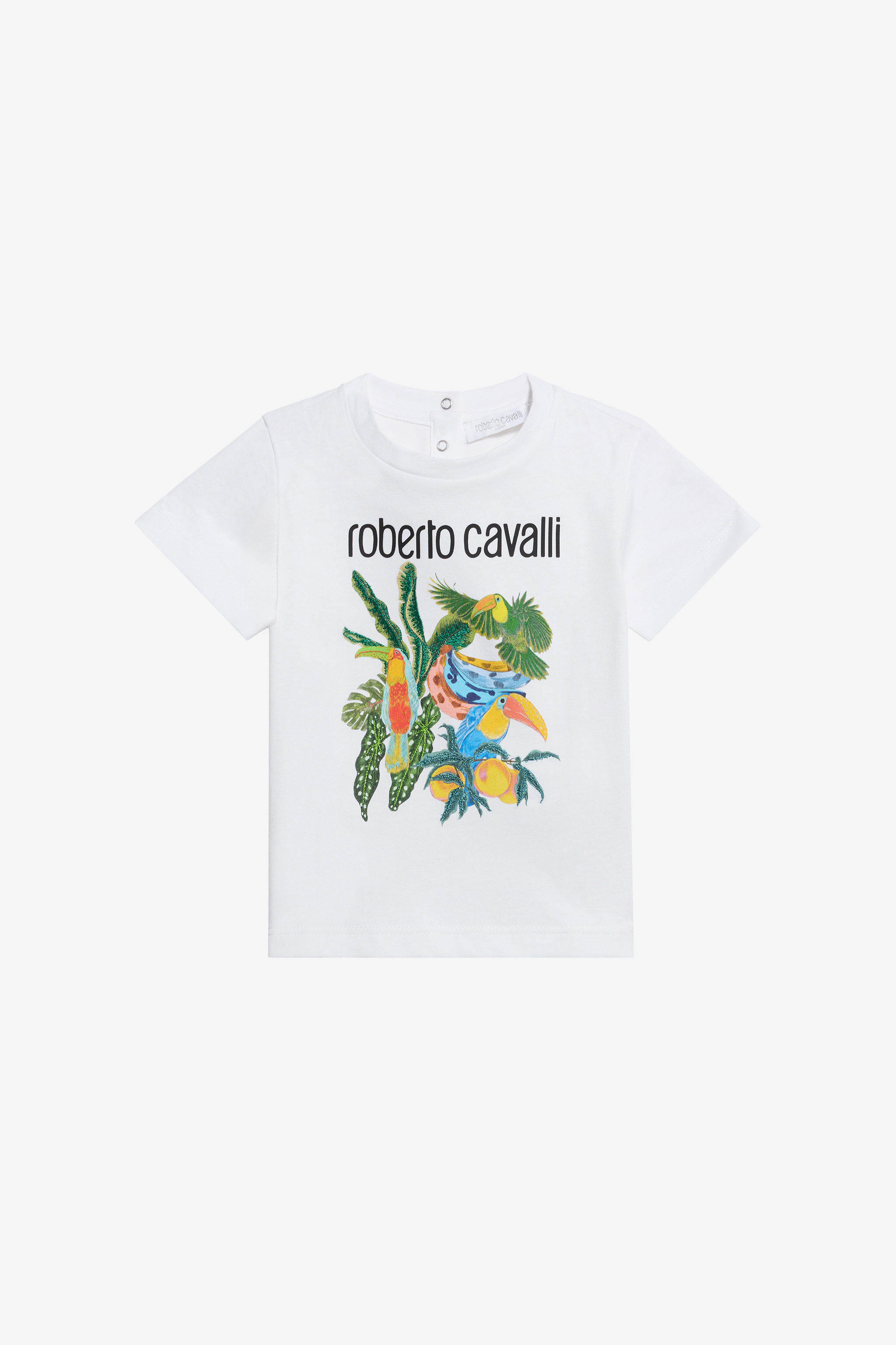 Roberto Cavalli Boys White Tropical Print T-Shirt - Ready To Wear Optical
