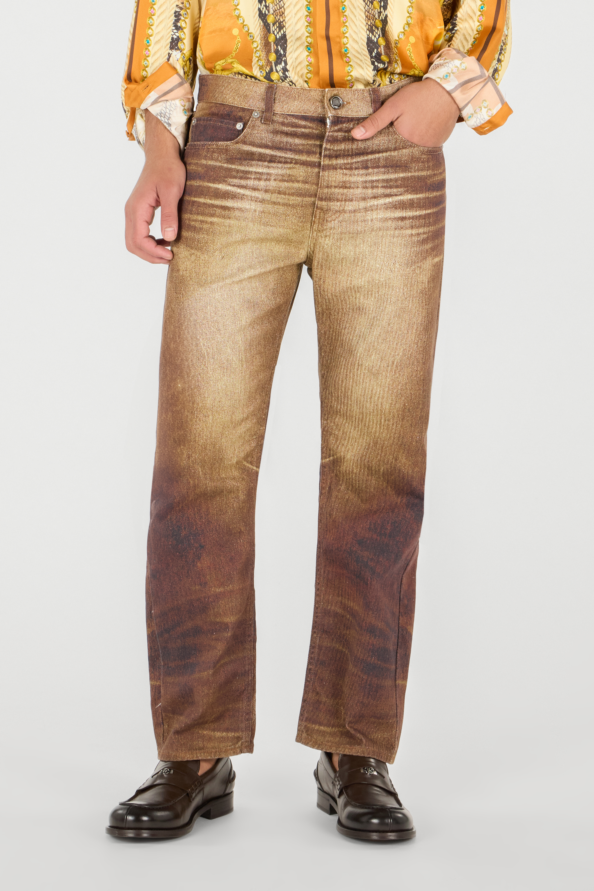 Roberto Cavalli Faded-effect Jeans In Brown