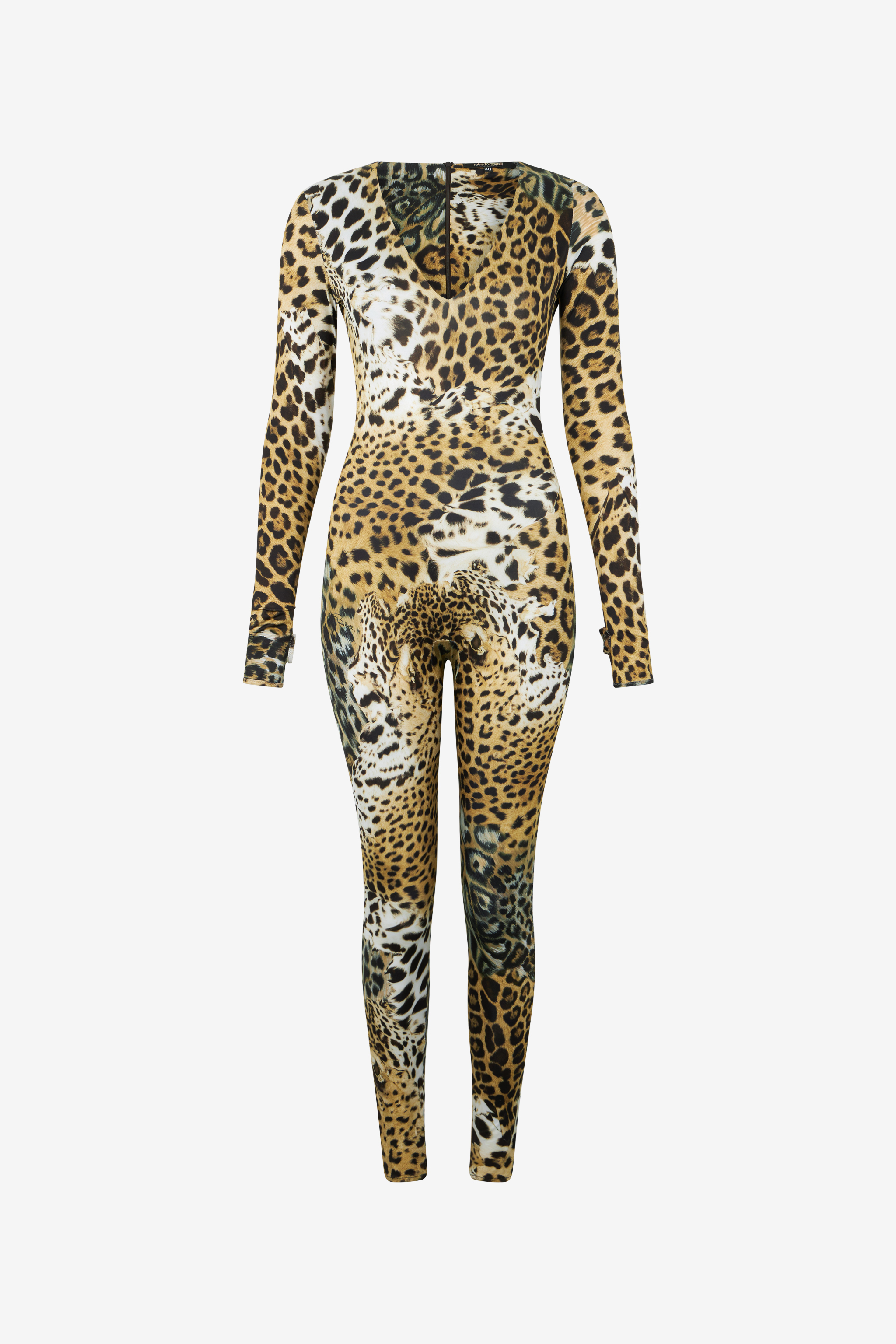 Roberto Cavalli Jumpsuit With Jaguar Skin Print In Light Brown