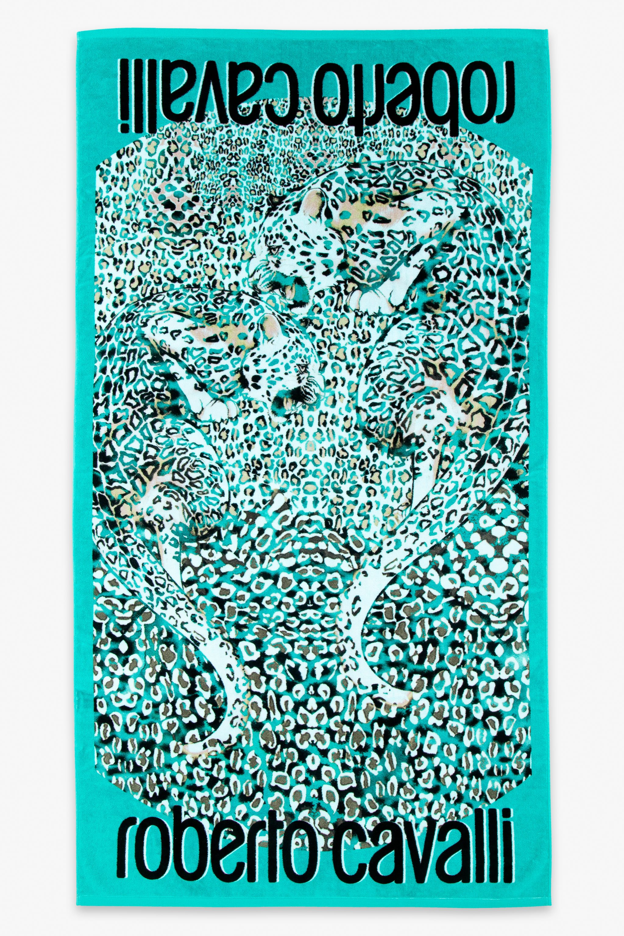 Roberto Cavalli Leo Camouflage Print Beach Towel In Green