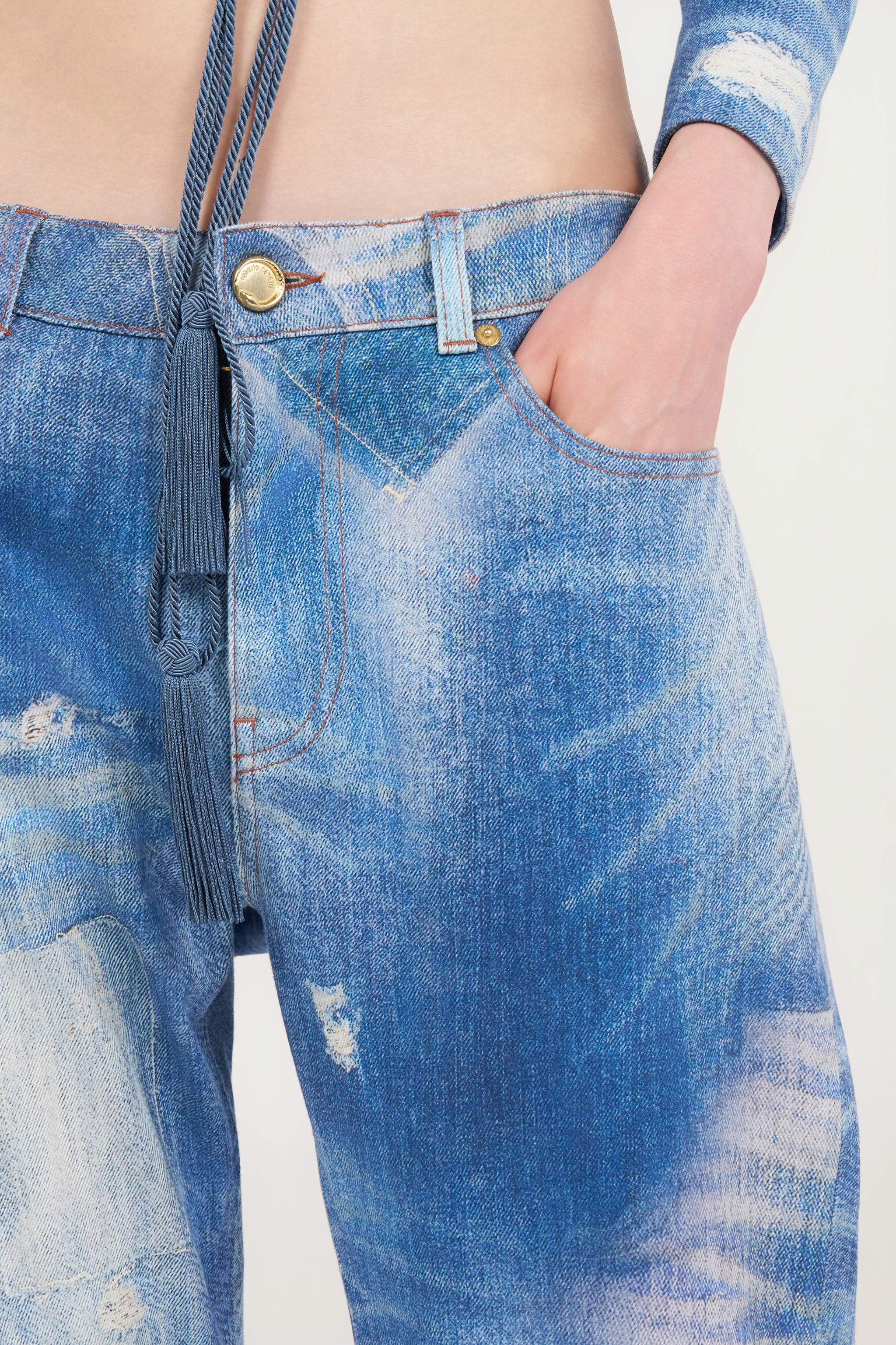 Roberto Cavalli Patchwork Denim Jeans In Blue