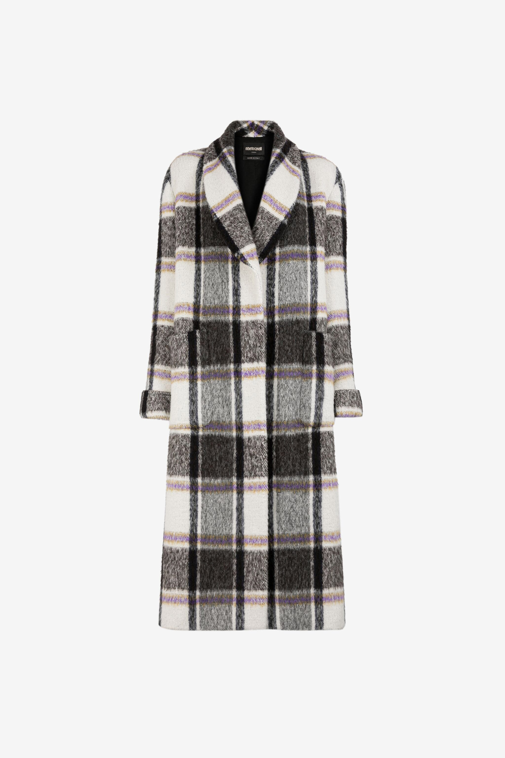 Roberto Cavalli Karierter Mantel In Black/white