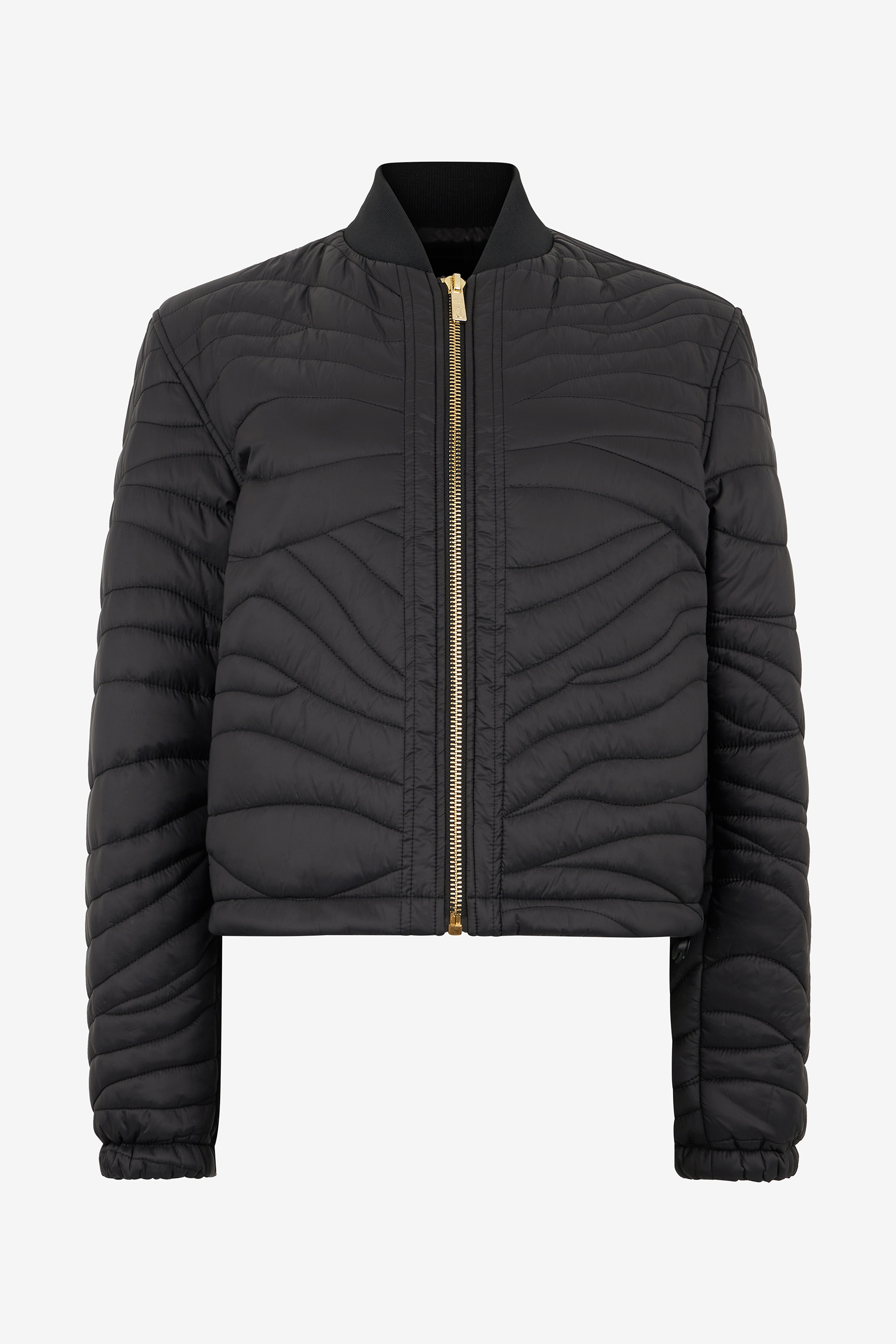 Roberto Cavalli Donna Dorata Giacca Con Zip E Motivo Zebrato Trapuntato - Giacche Black - Immagine 1
