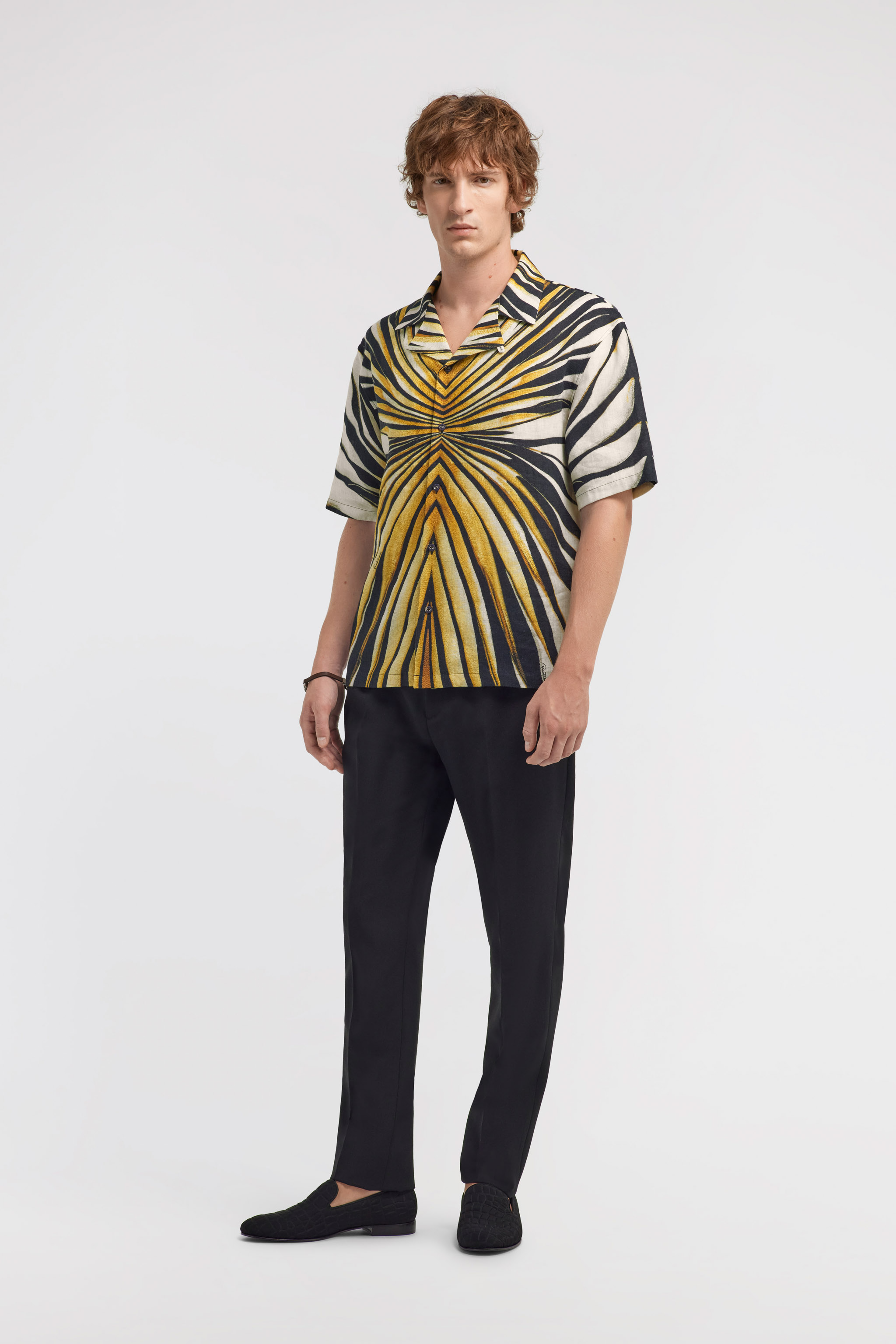 Roberto Cavalli Ray Of Gold Print T-shirt In Gold