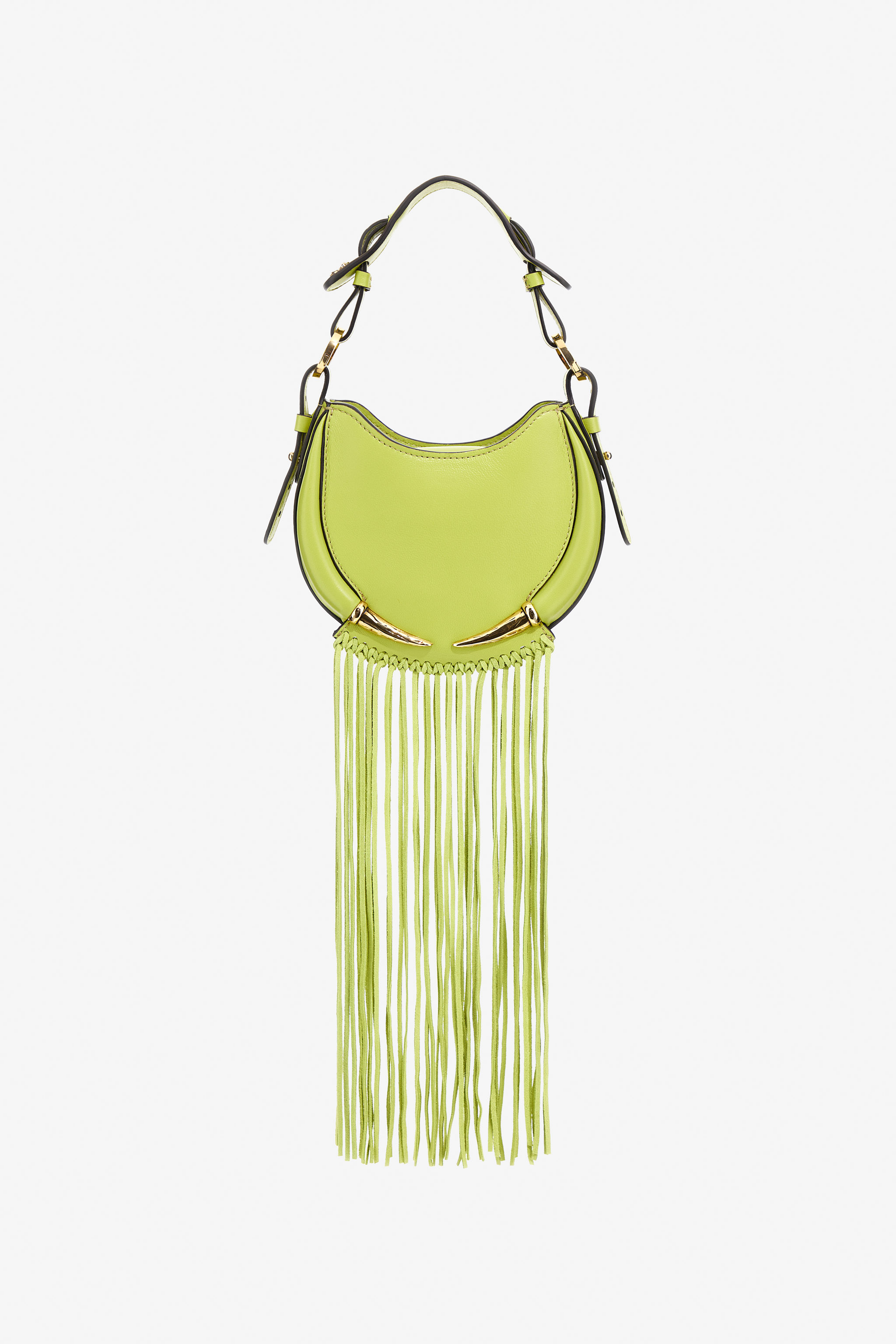 Roberto Cavalli Women's Light/Green Fang Bag Shoulder Bag With Fringes - Bags