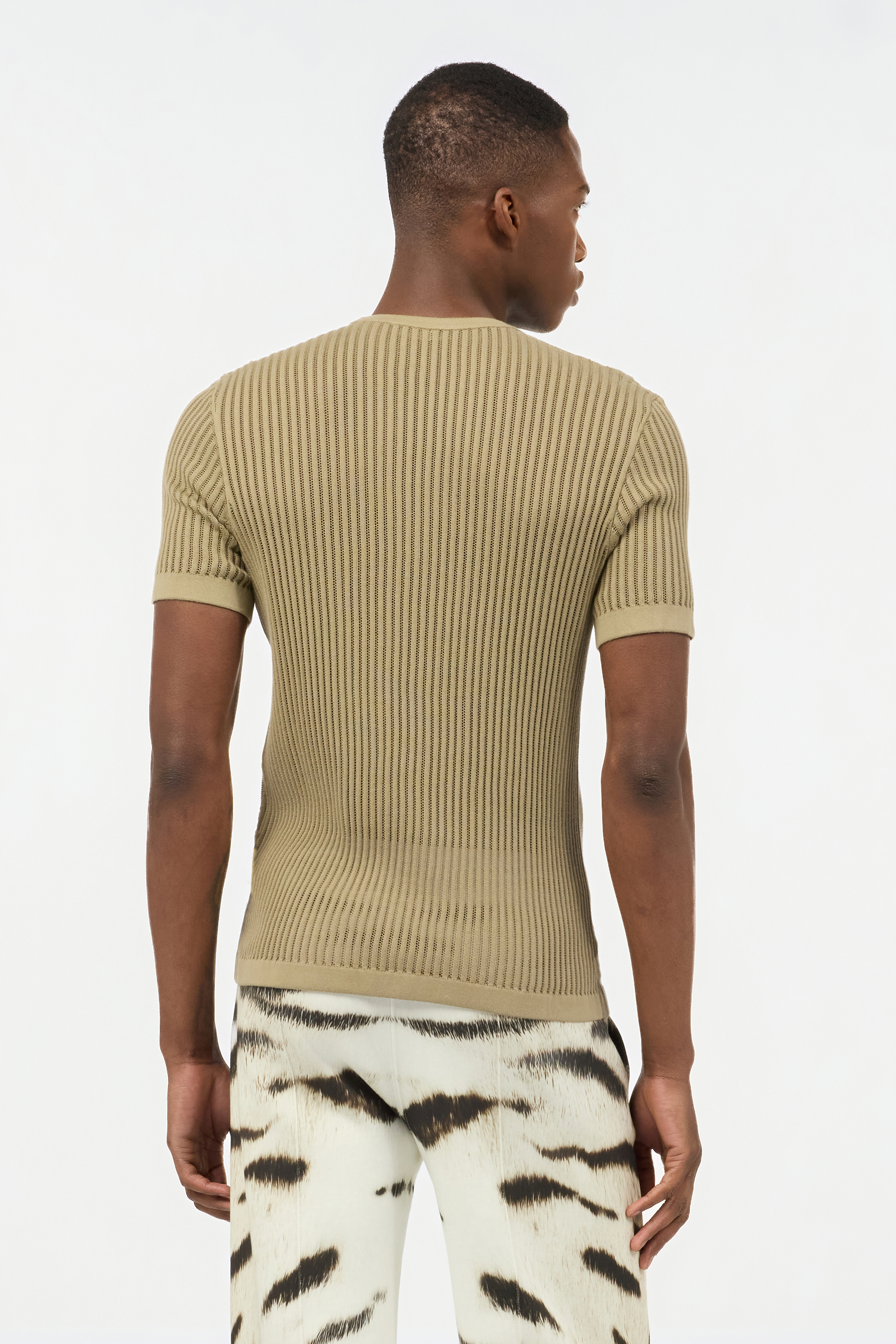 Roberto Cavalli Openwork Knit T-shirt In Light Brown