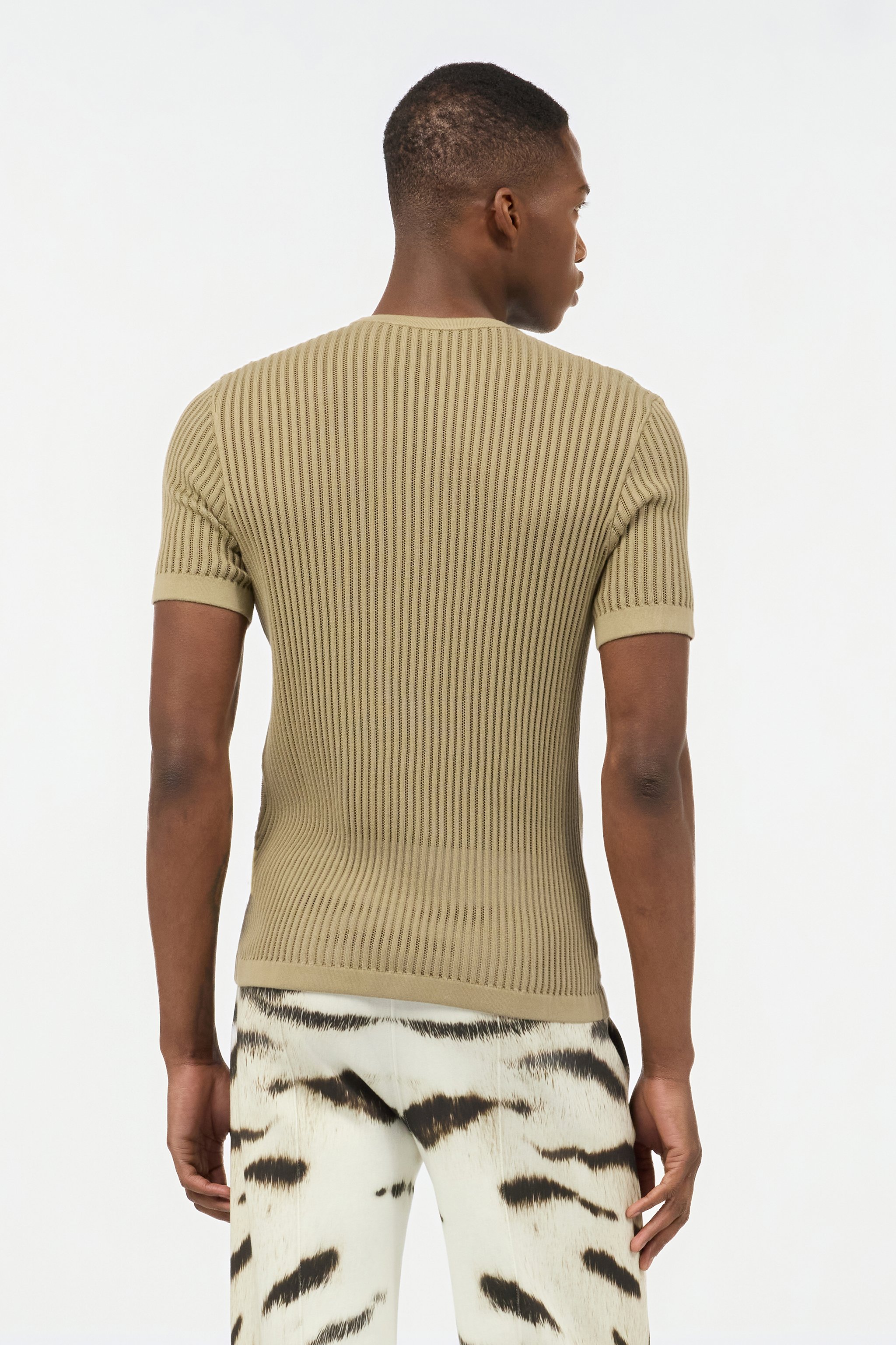 Roberto Cavalli Openwork Knit T-shirt In Light Brown