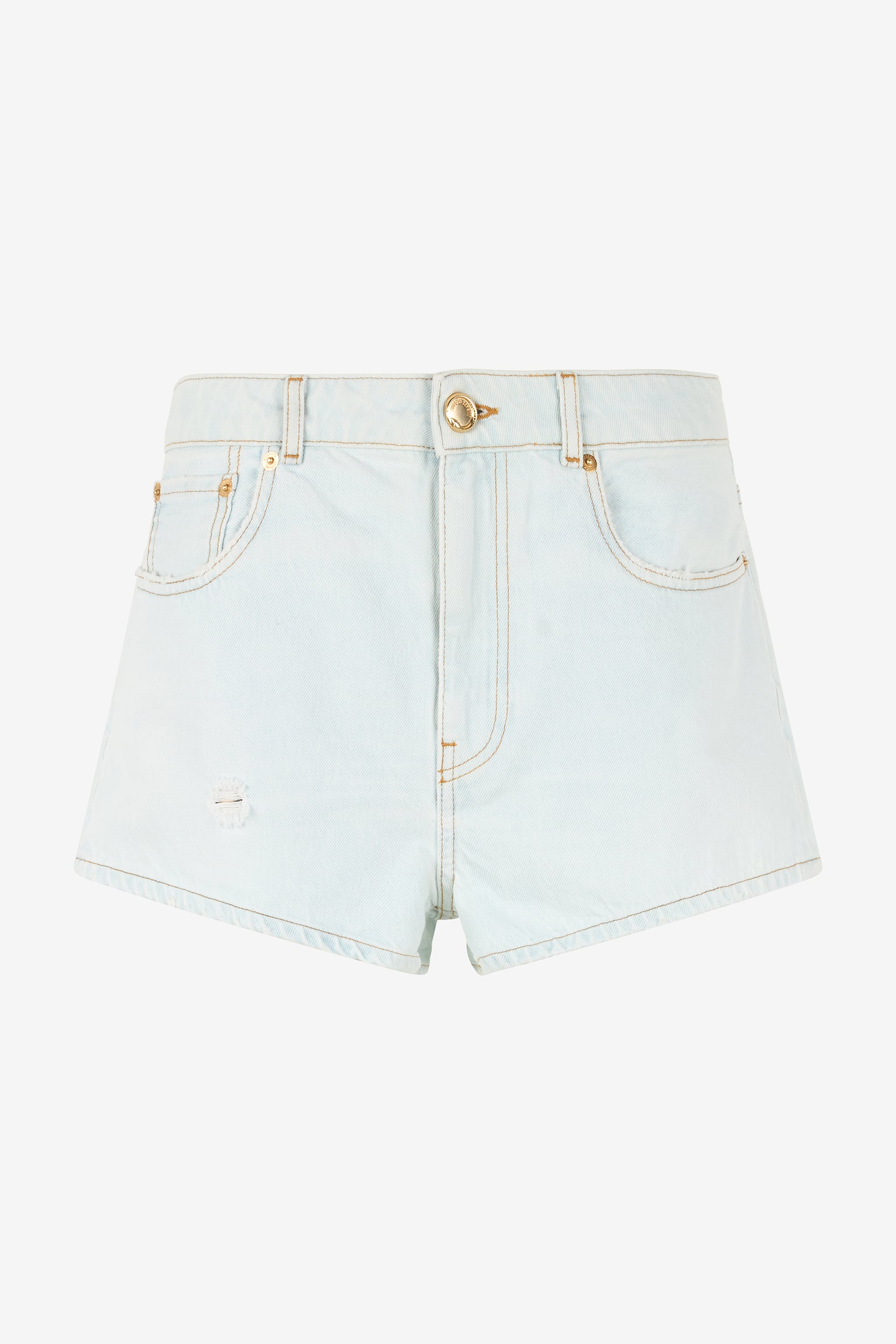 Roberto Cavalli Women's Light/Dark/Blue Wash Denim Shorts With Distressed Details - Trousers & Shorts