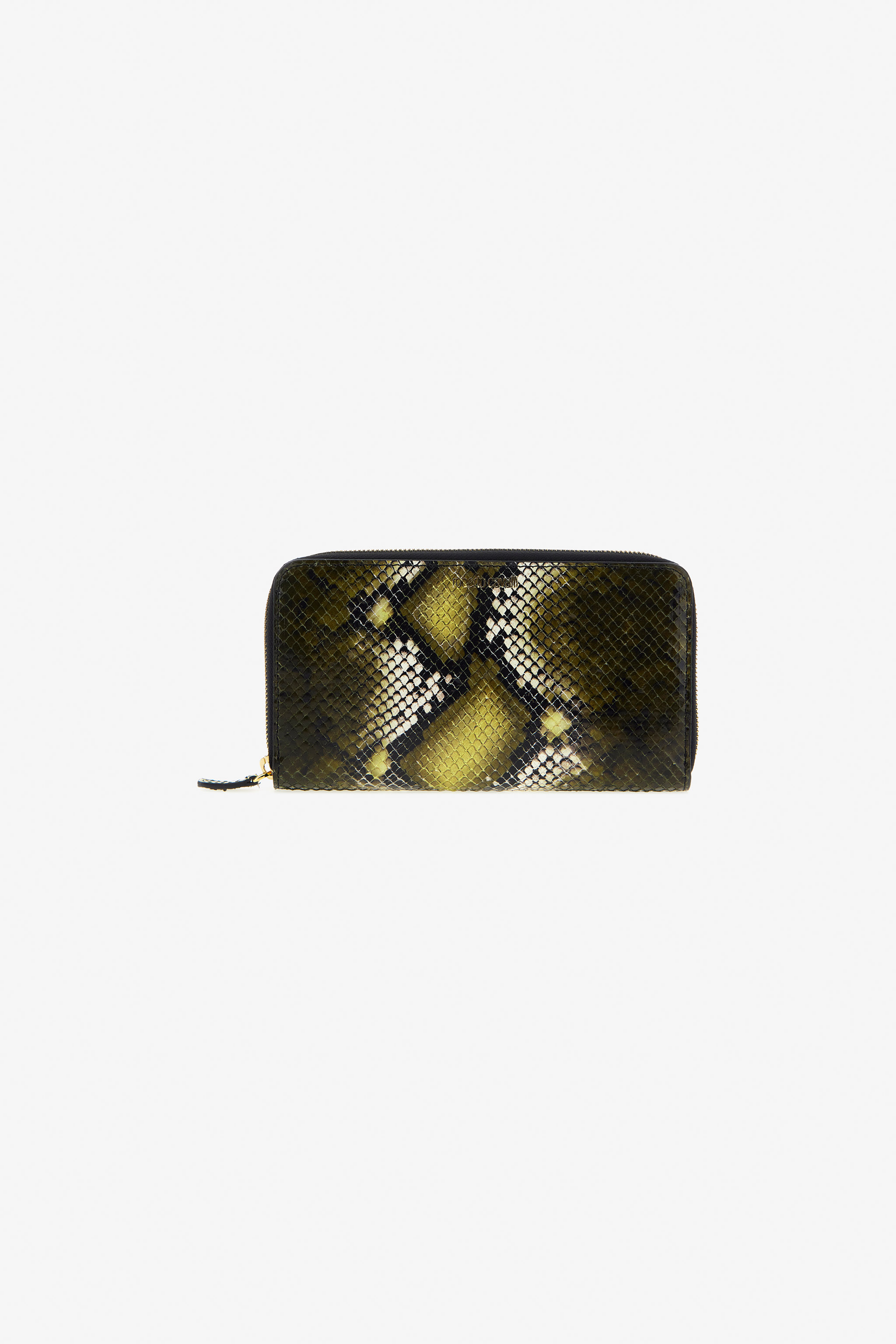 Roberto Cavalli Logo-print Leather Wallet In Dark Green