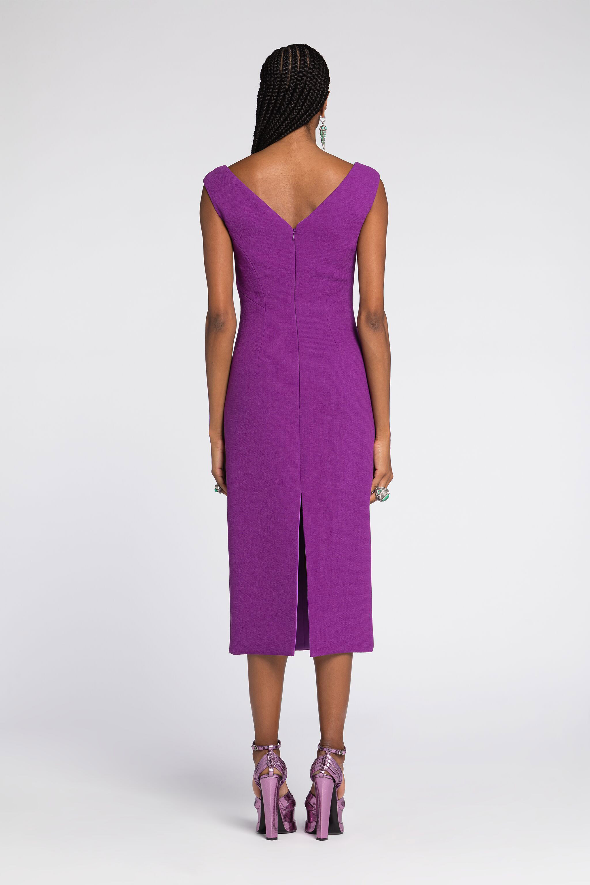 Shop Roberto Cavalli Wollkleid Mit Spiegelschlange In Purple