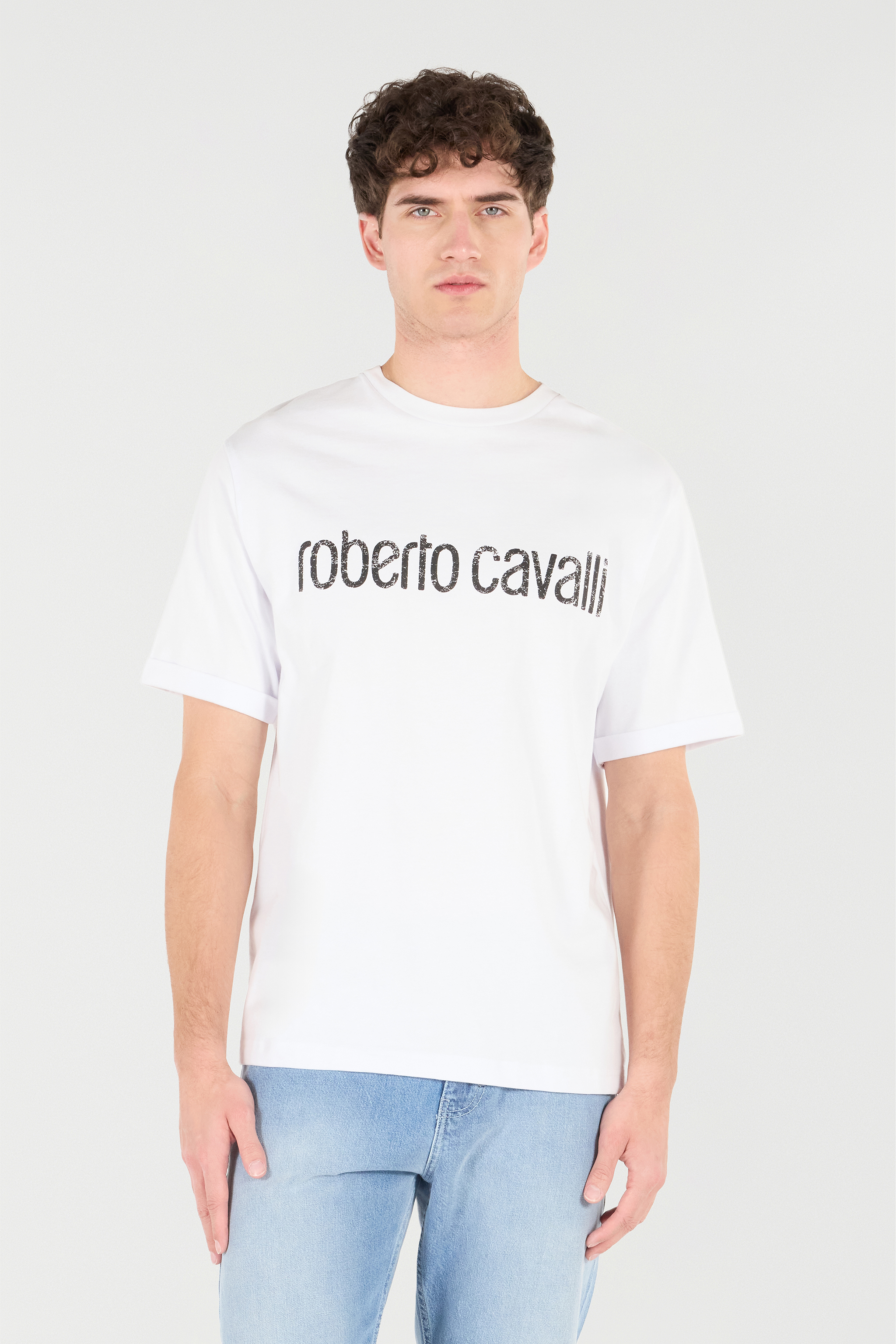 Roberto Cavalli T-shirt With Used Logo In White