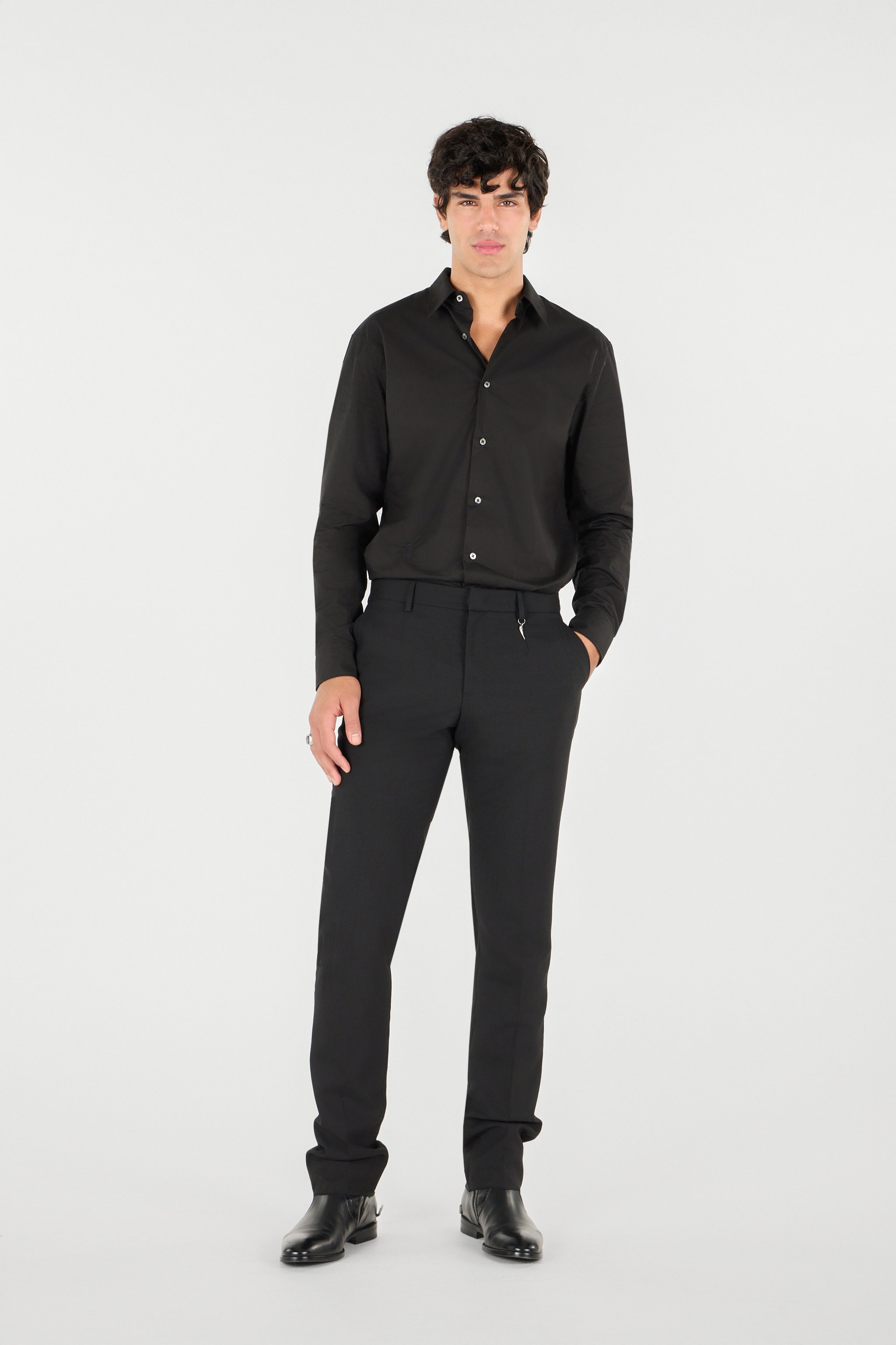 Roberto Cavalli Tiger Tooth Tailored Trousers In Black