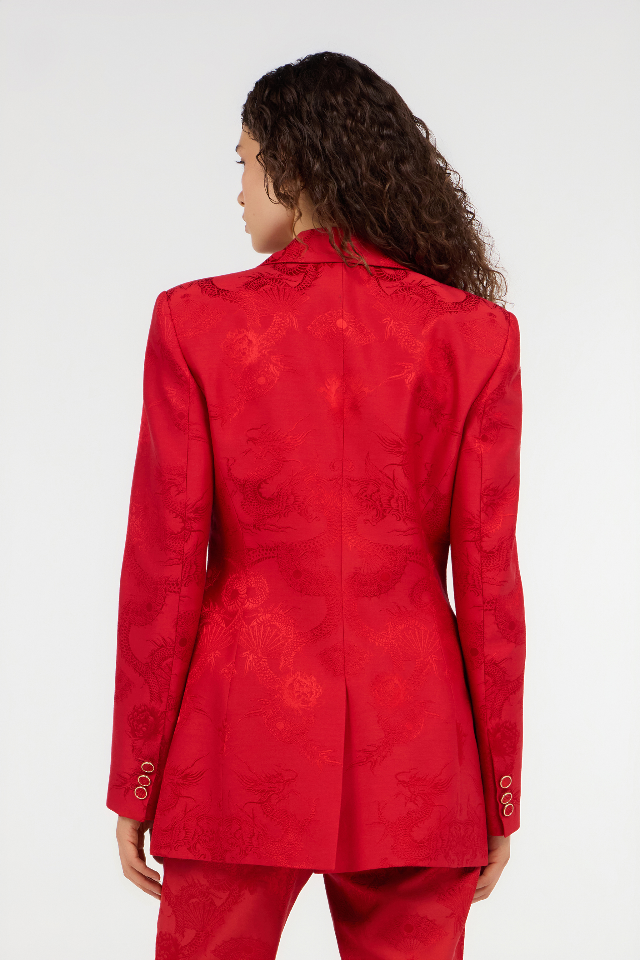 Roberto Cavalli Dark Red Jacket With Dragon Motif In Red